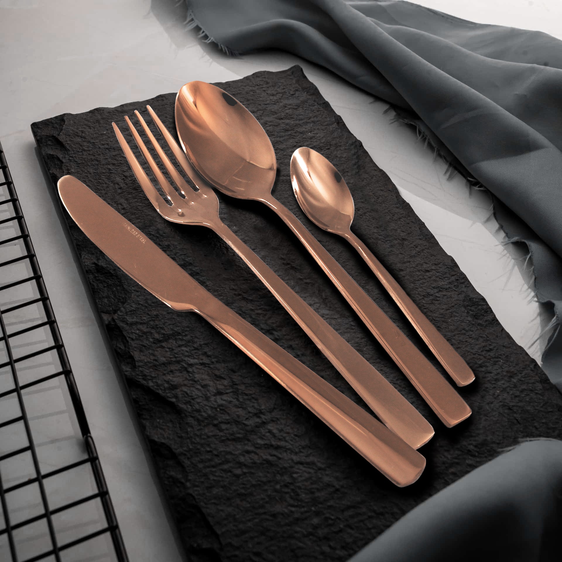 LMA 24 Piece Cutlery Set & Fiber Textured Noir Display Box