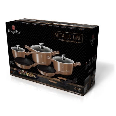 Berlinger Haus Marble Coating Cookware 12+2 Piece Set - Rose Gold Collection