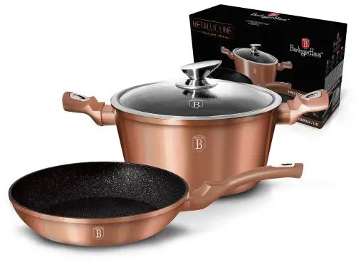 Berlinger Haus 3-piece marble coating cookware set - Rose gold