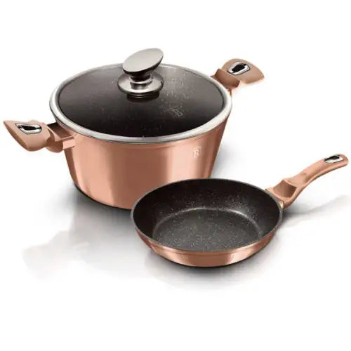 Berlinger Haus 3-piece marble coating cookware set - Rose gold