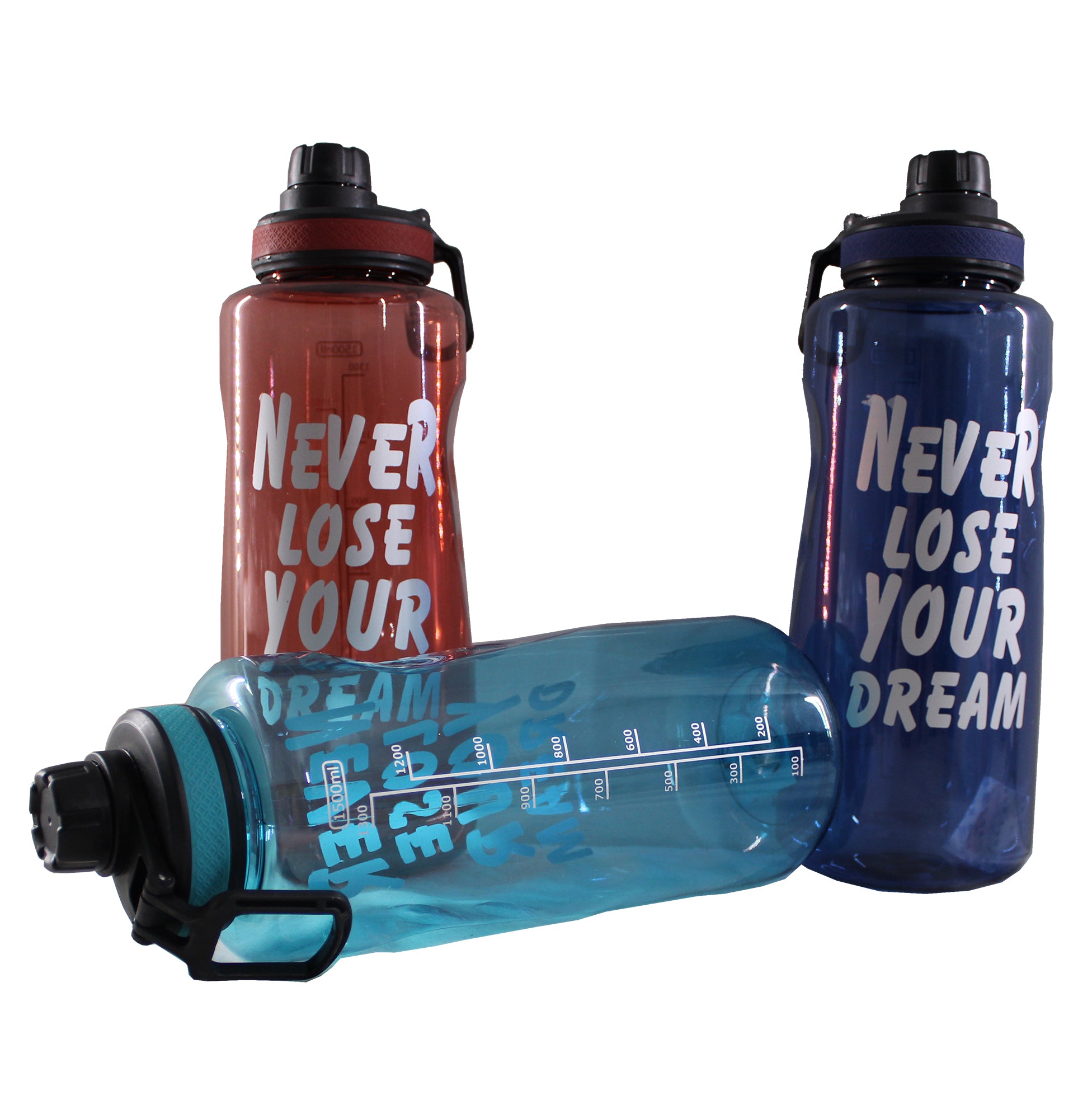 1500ml x3 Never Lose Your Dream Sky Plastic Water Bottles with Screw Lid