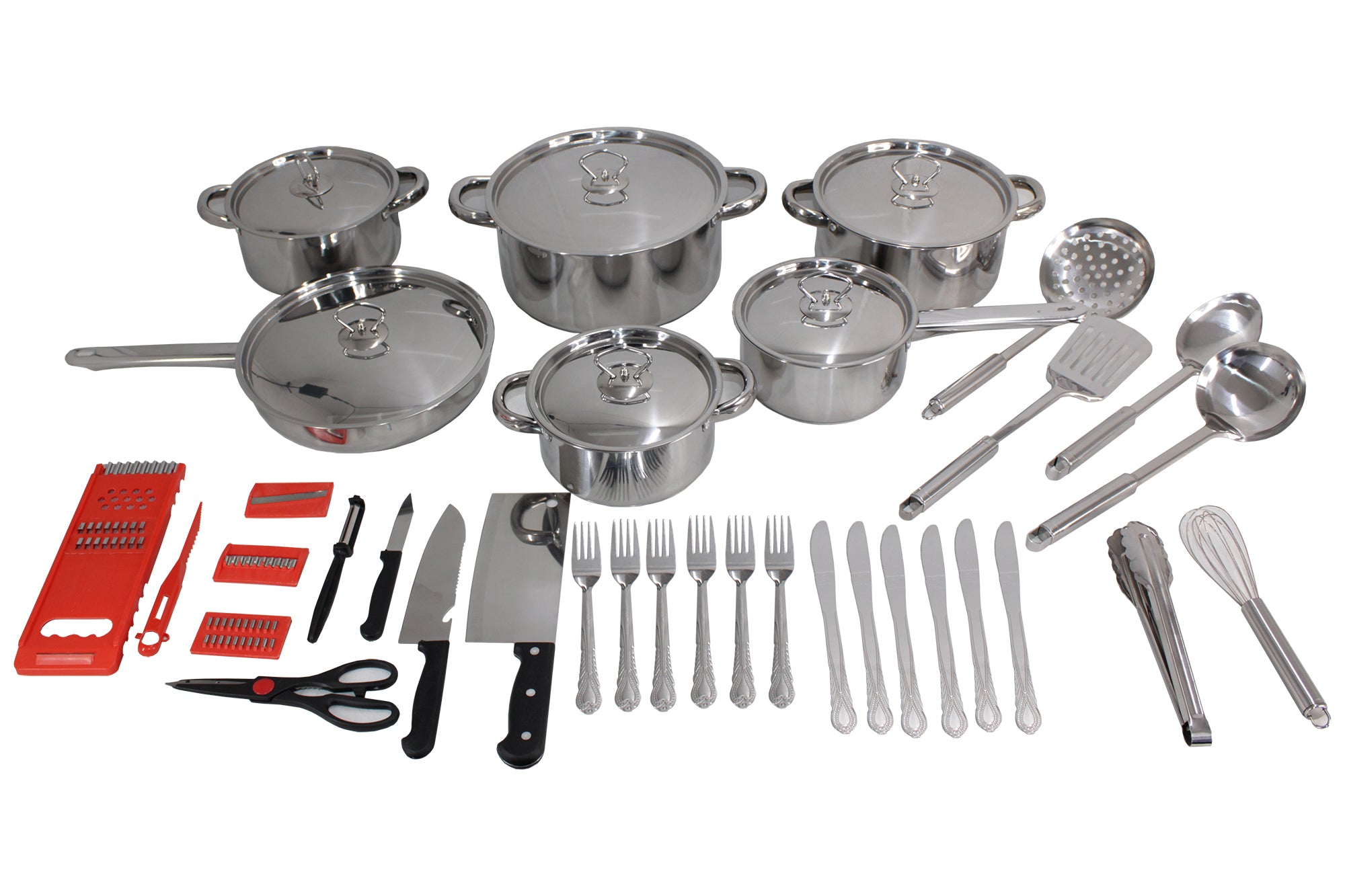 40 Piece Encapsulated Bottom Stainless Steel Cookware & Kitchen Tools Set