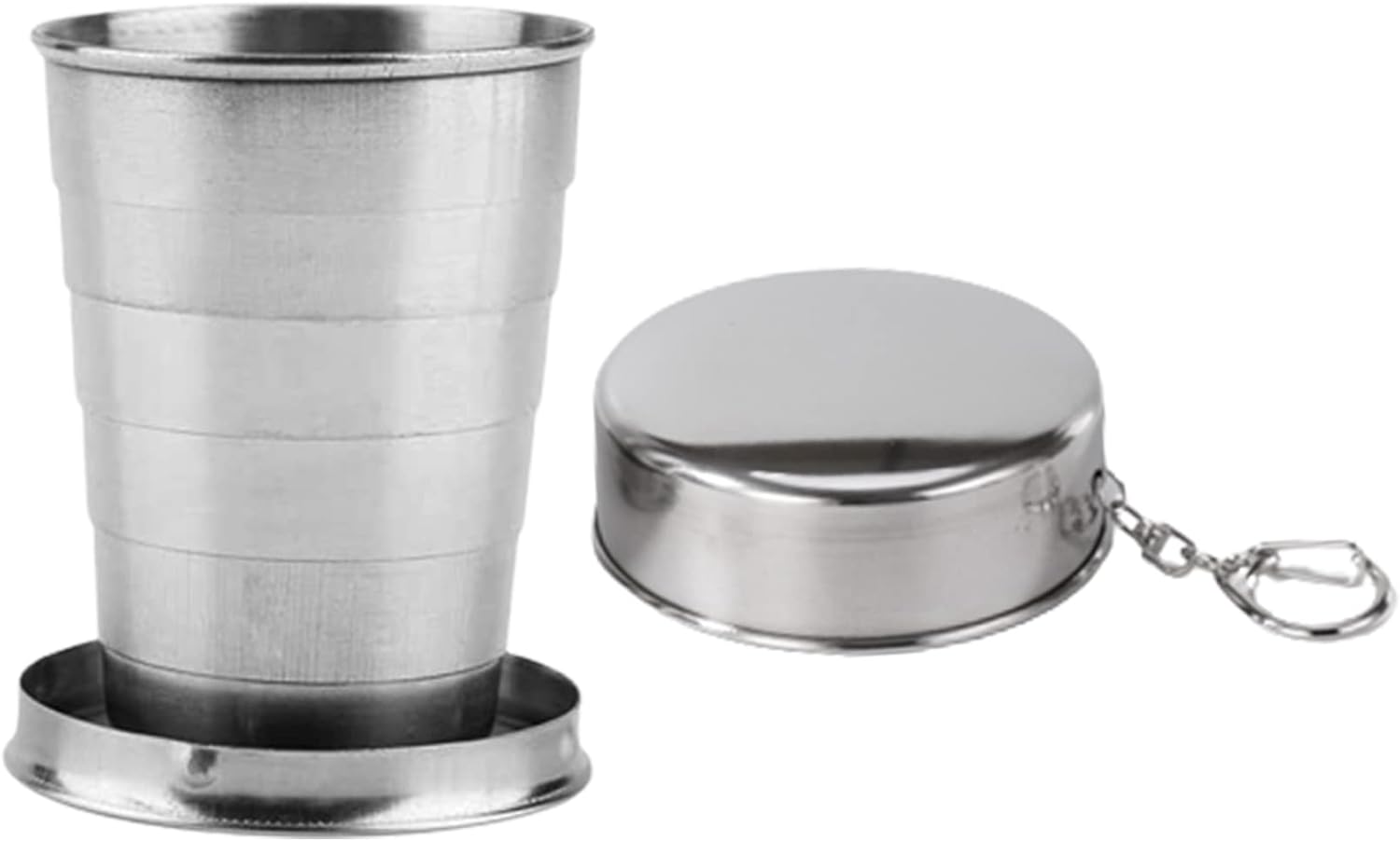 LMA 80ml Set of 2 Stainless Steel Telescopic Folding Cup & Lid - FX-8886