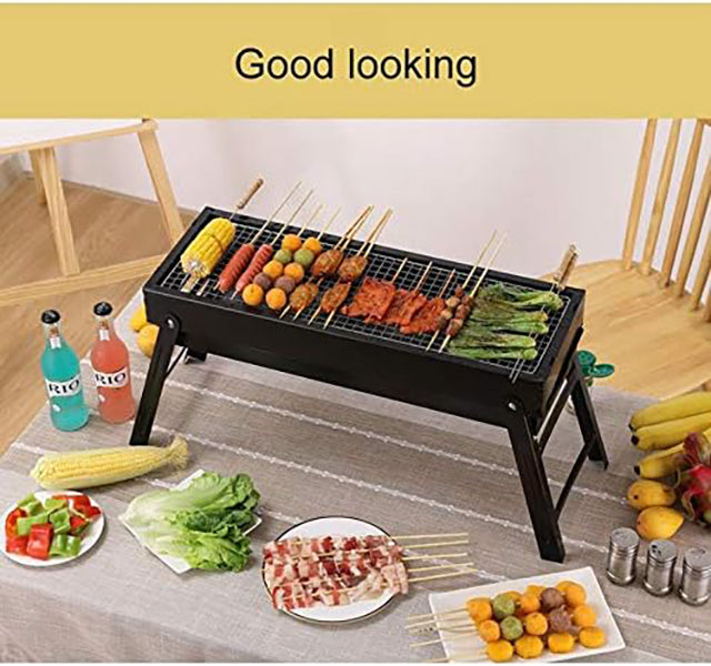 Foldable Camping Braai Grill with Tongs & Basting Brush FX-8495 - 42x22x19cm