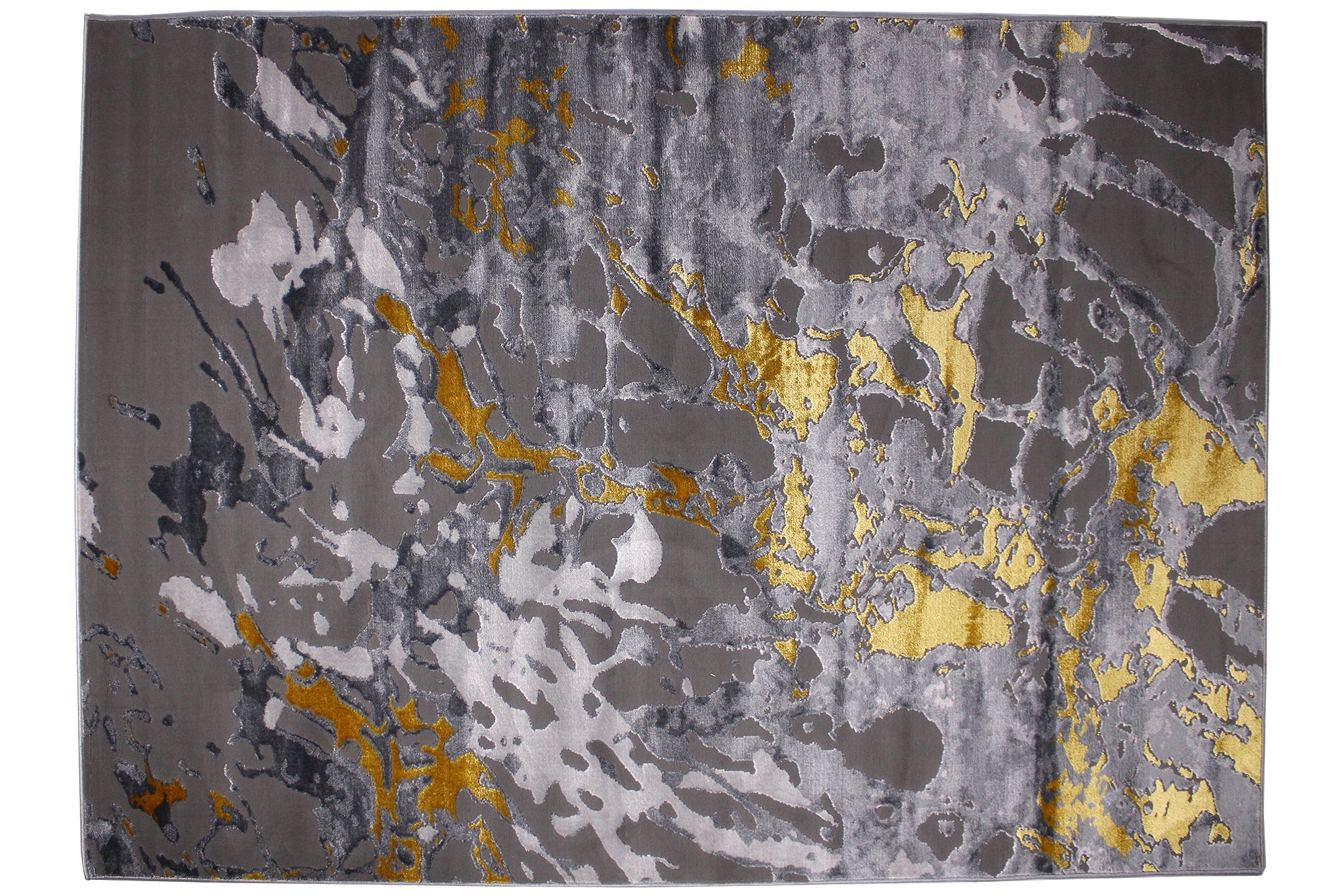 230x160 Babil Textured Turkish Rug with Shimmering Yarn - Grey/Yellow 5786C