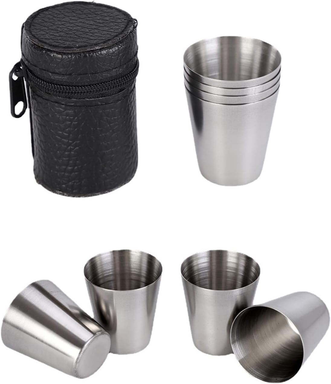 LMA 30ml Set of 8 S. Steel Camping Tumbler Set & Carry Pouches FX-8886-C