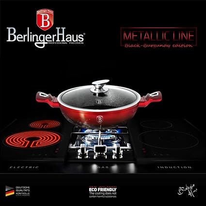 Berlinger Haus Shallow pot 28 cm - Metallic Line Black Burgundy Edition