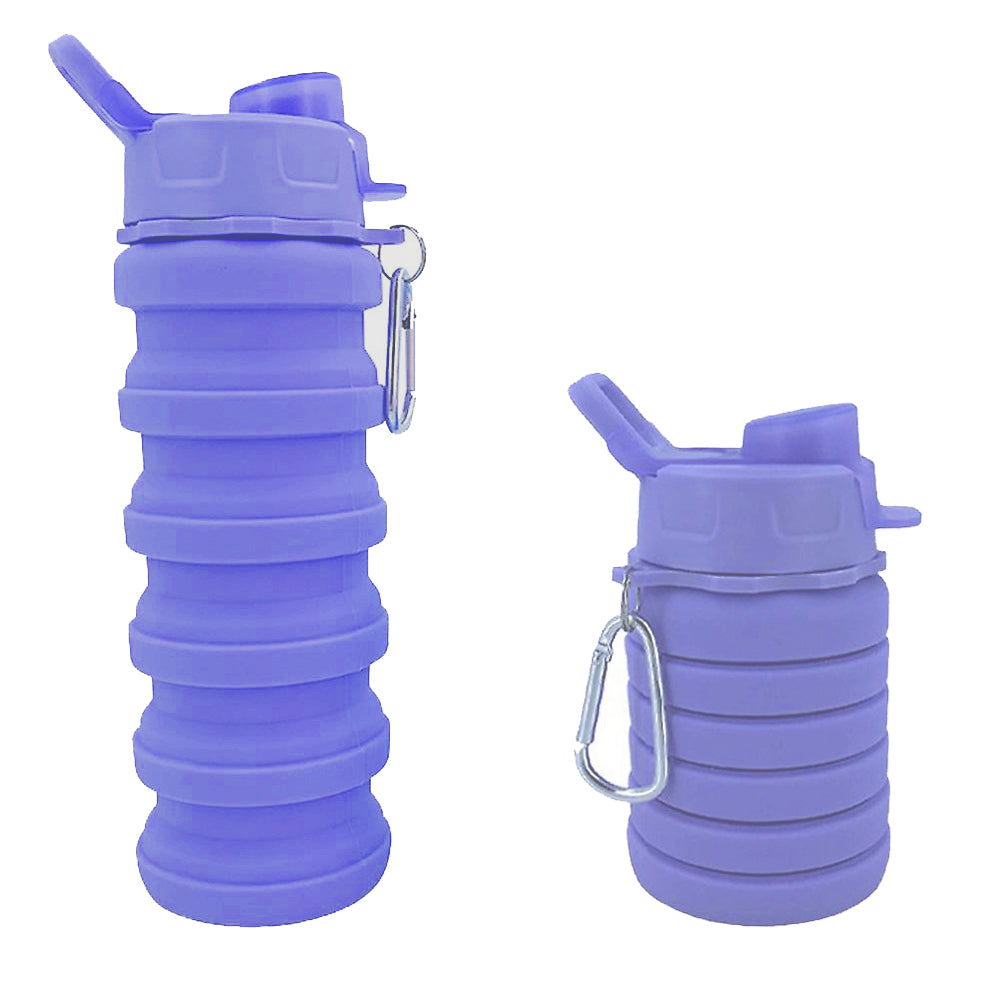 225ml to 500ml Foldable Silicon Cold Water Bottle with Carabiner Clip