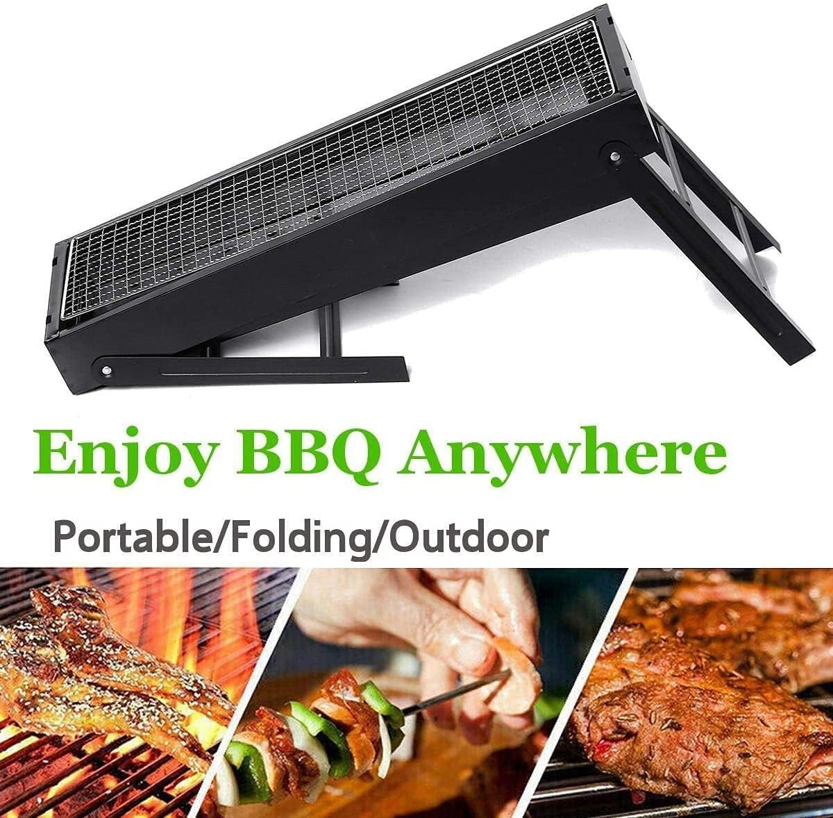 Foldable Camping Braai Grill with Tongs & Basting Brush FX-8495 - 42x22x19cm