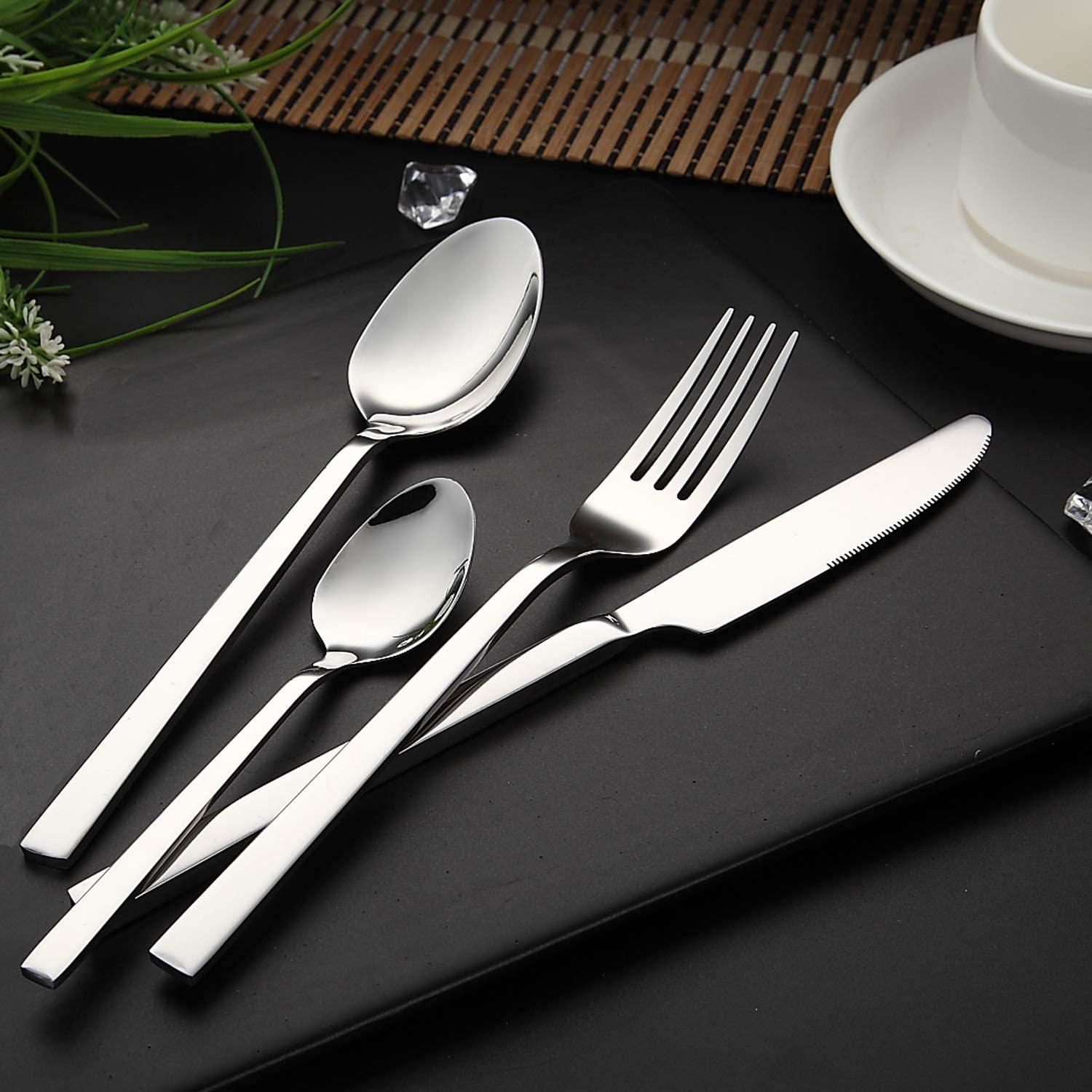 LMA 24 Piece Cutlery Set & Fiber Textured Noir Display Box