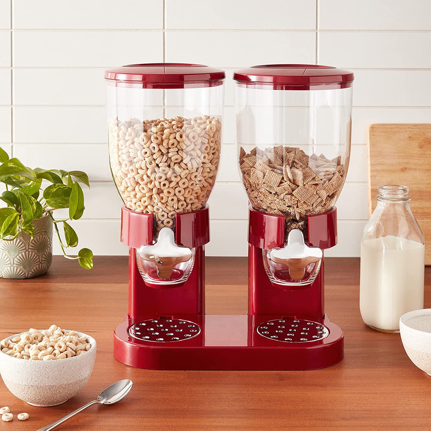 Double Barrel Cereal Dispenser with Portion Control 1000 grams