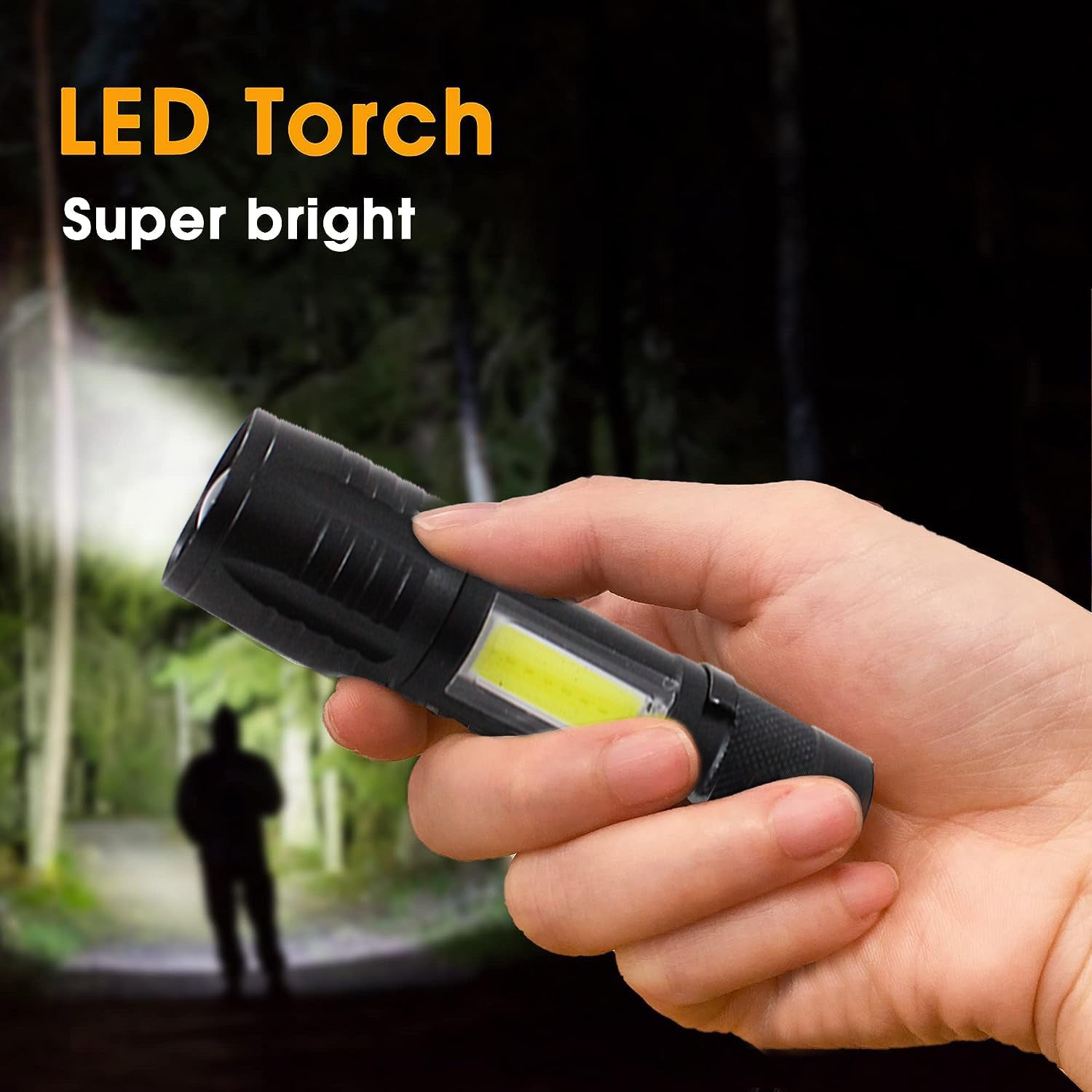 USB Charge 9cm Mini USB LED COB Pocket Flashlight & Side Lantern
