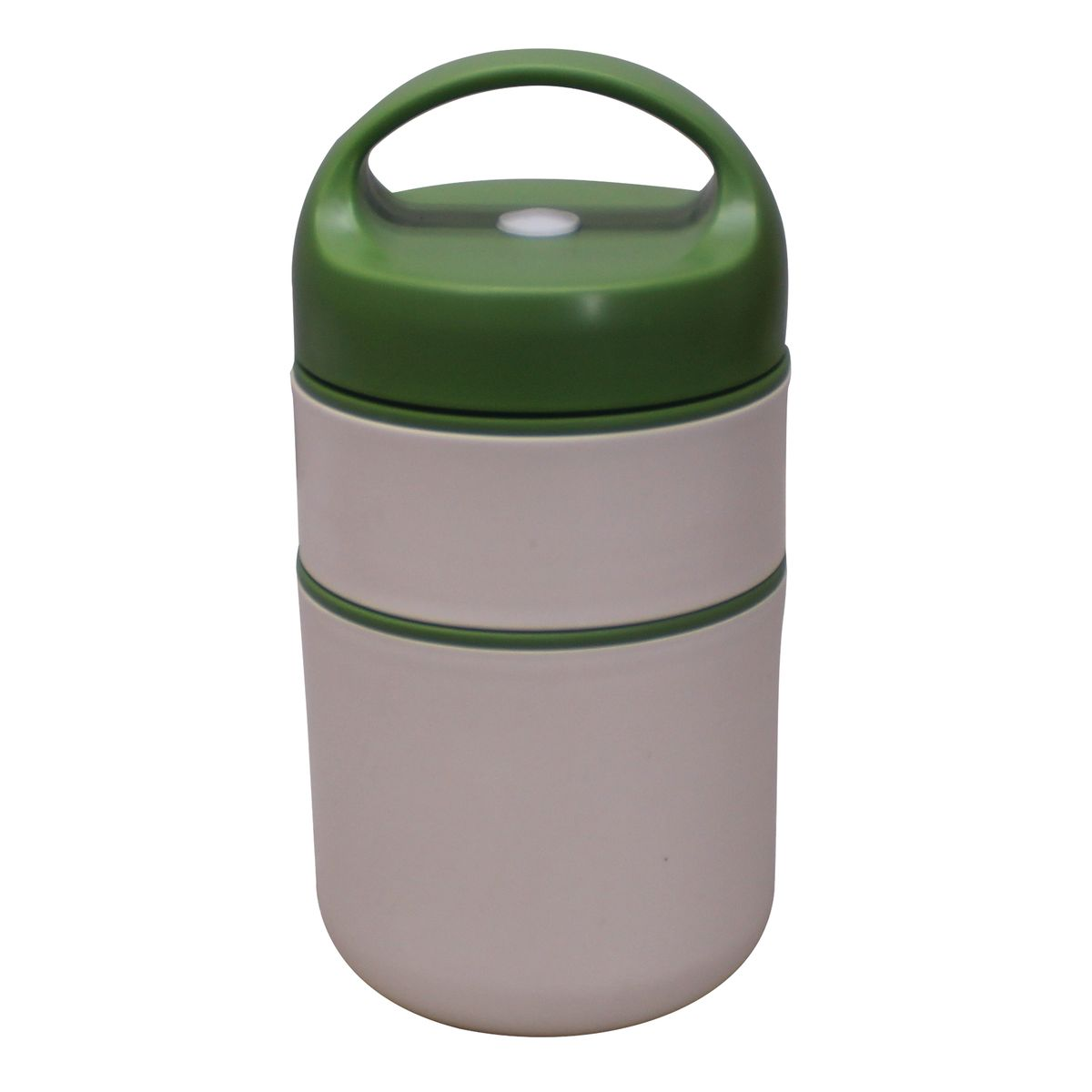 LMA 2 Tier S.Steel Vacuum Insulated Vented Bento Thermos Lunch Boxes 600ml - White, Green