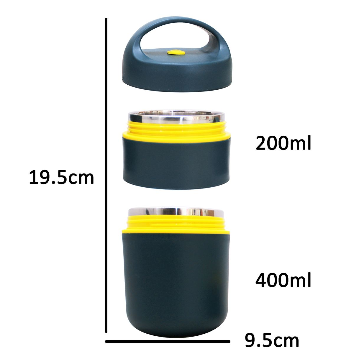 LMA 2 Tier S.Steel Vacuum Insulated Vented Bento Thermos Lunch Boxes 600ml - Blue