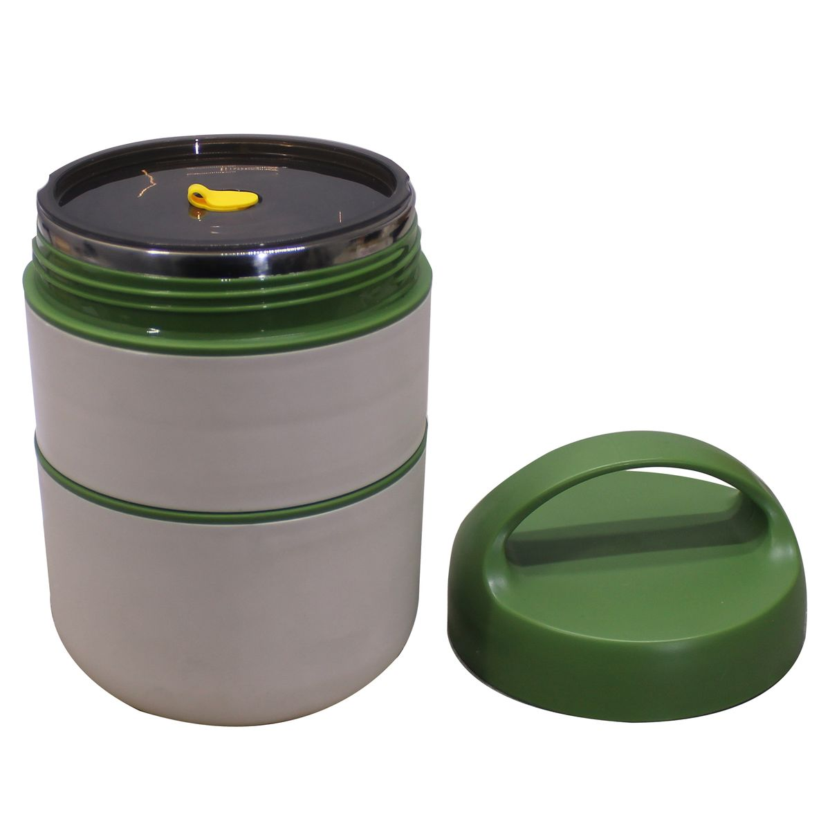 2 Tier S.Steel Vacuum Insulated Bento Design Thermos Lunch Boxes 1000ml - White, Green