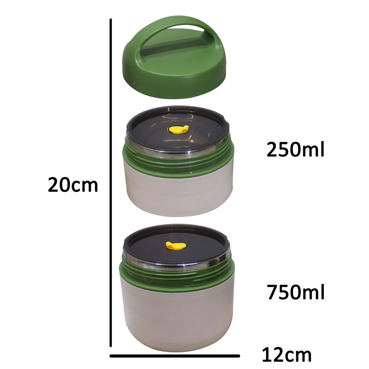 2 Tier S.Steel Vacuum Insulated Bento Design Thermos Lunch Boxes 1000ml - White, Green