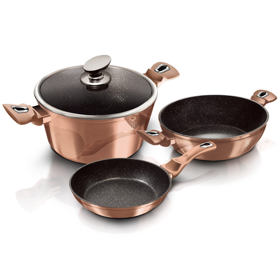 Berlinger Haus 4-piece marble coating cookware set - Rose gold