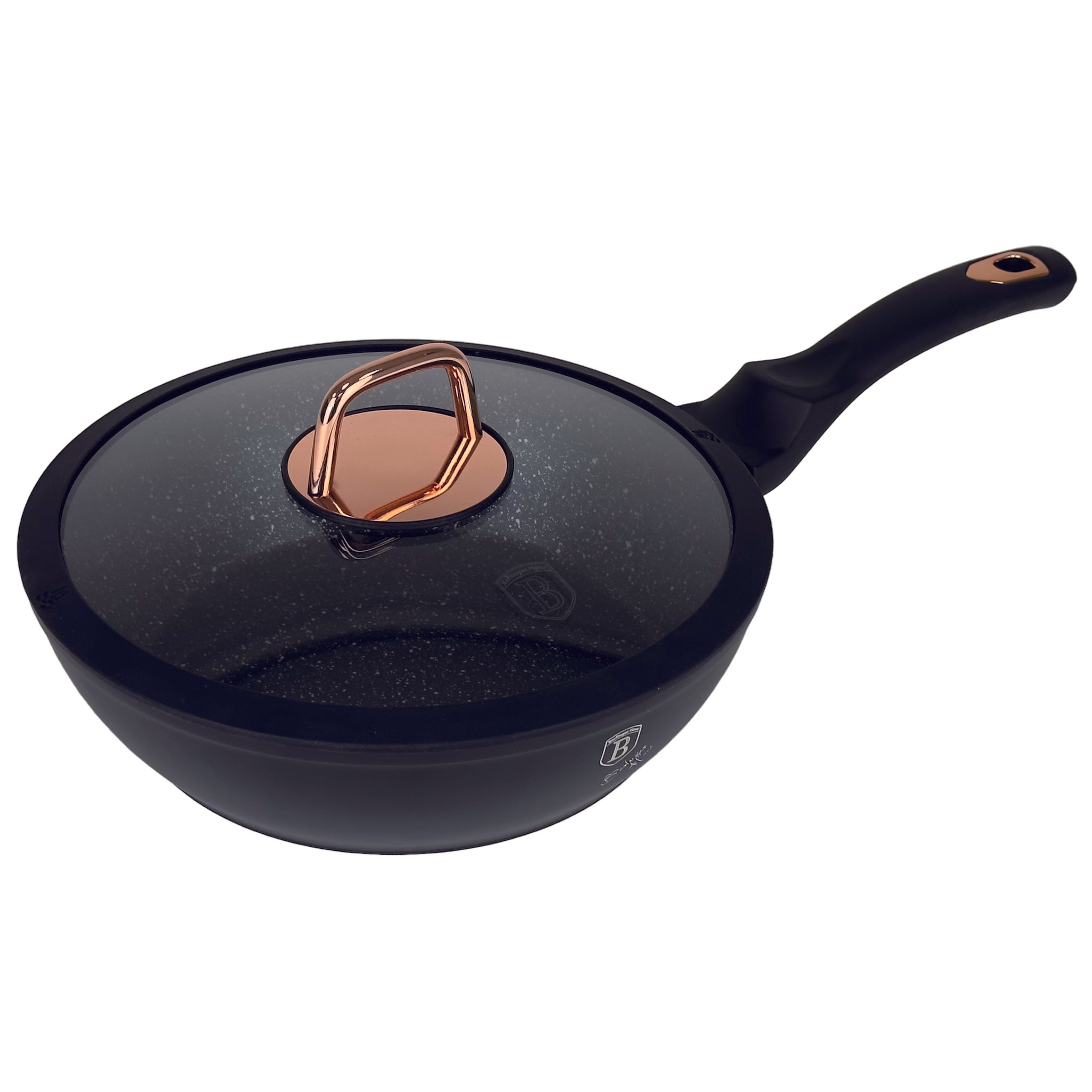 Berlinger Haus 24cm Marble Coating Deep Fry Pan with Lid - Black Rose Edition