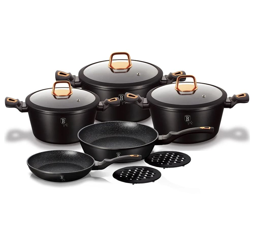 Berlinger Haus 10 Piece Marble Coating Cookware Set - Black Rose