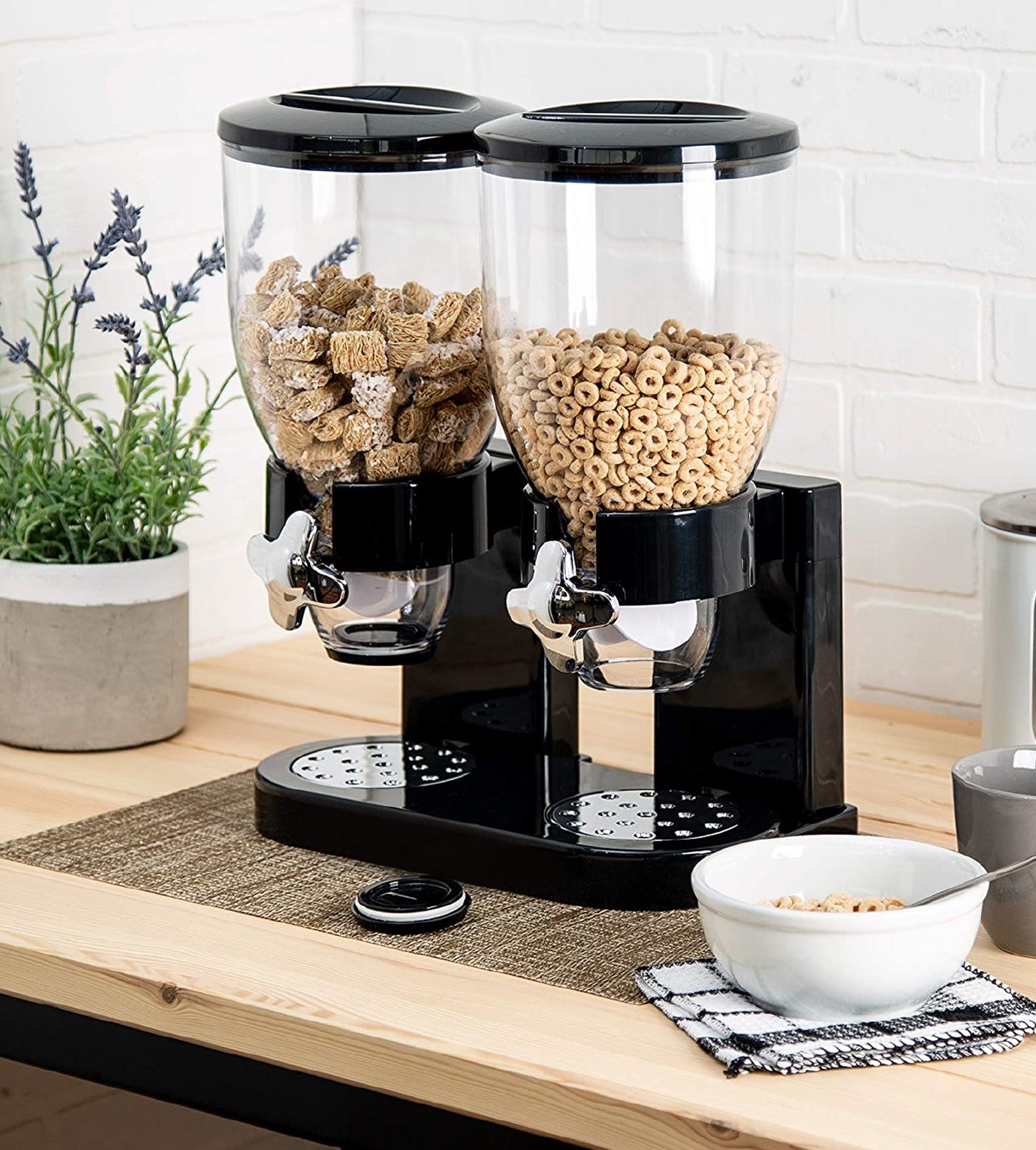 Double Barrel Cereal Dispenser with Portion Control 1000 grams