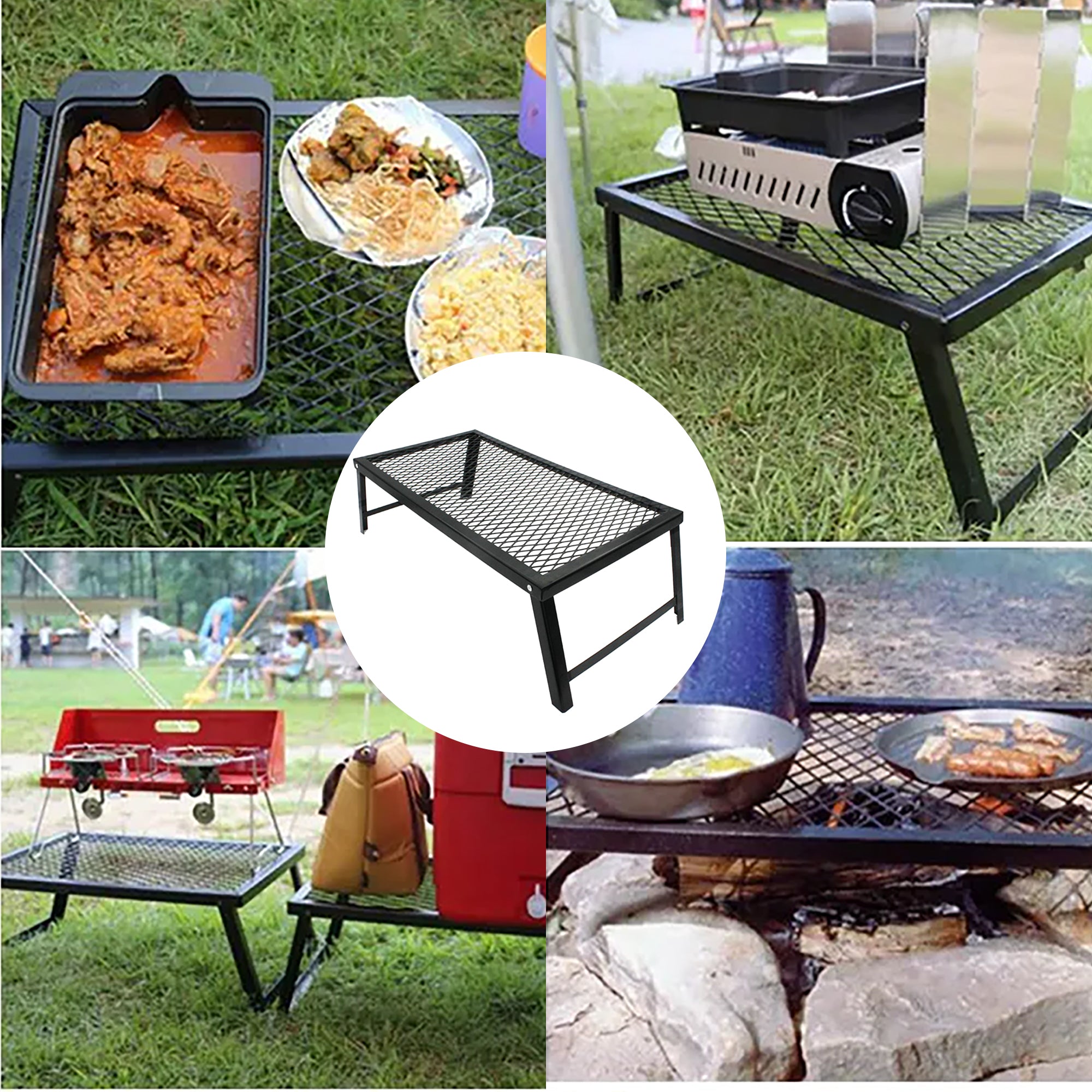 55x30x20cm LMA Folding Portable Braai Mesh Stand & Camping Table FX-7084