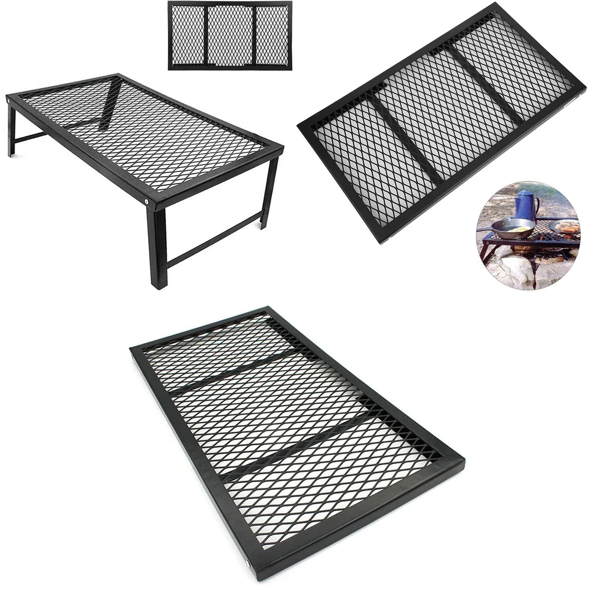 55x30x20cm LMA Folding Portable Braai Mesh Stand & Camping Table FX-7084