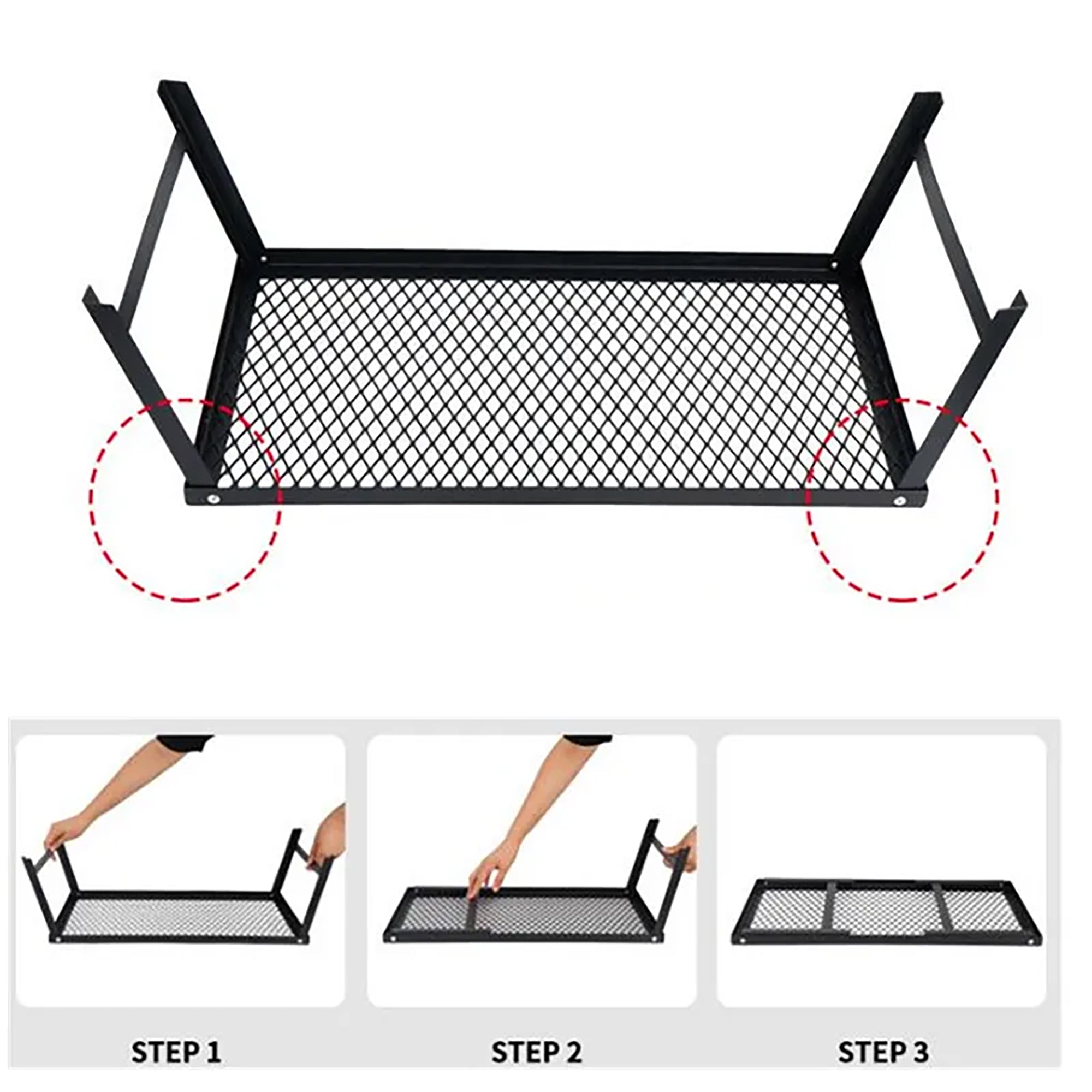 55x30x20cm LMA Folding Portable Braai Mesh Stand & Camping Table FX-7084