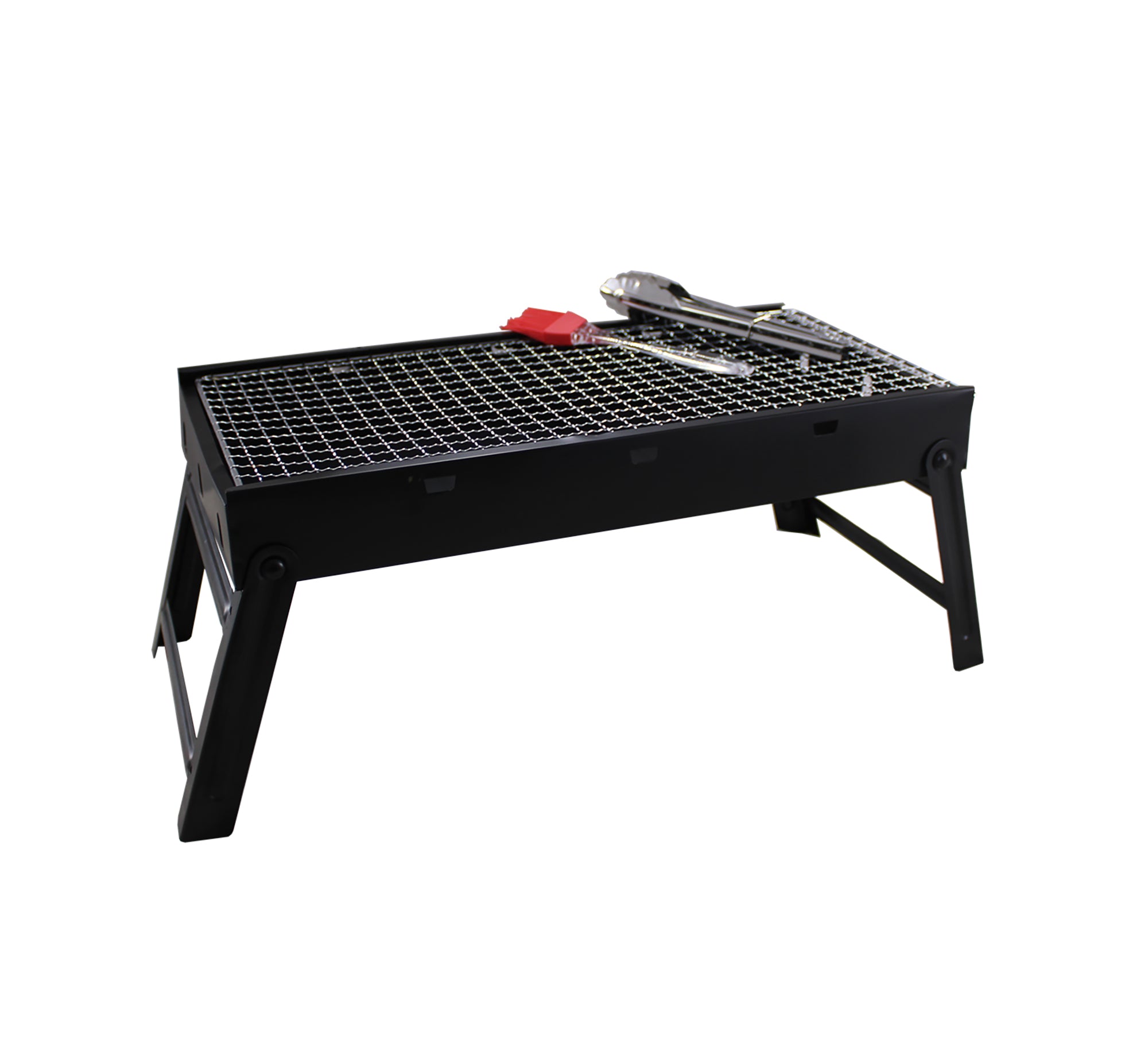 Foldable Camping Braai Grill with Tongs & Basting Brush FX-8495 - 42x22x19cm