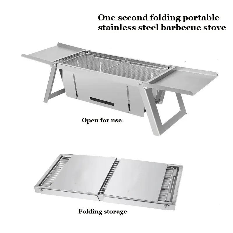 LMA 37x18cm Compact Folding Braai Stand with Shelves - FX-8520