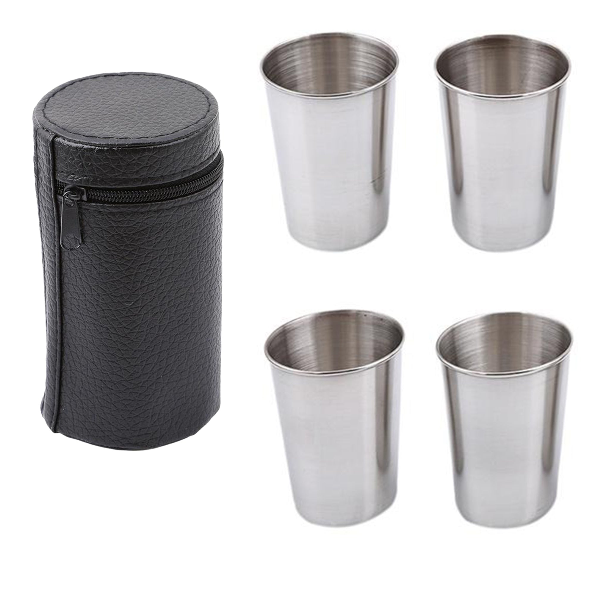 LMA 4 Pack Stainless Steel Travel Cup Set with Carry Pouch FX-8886-C