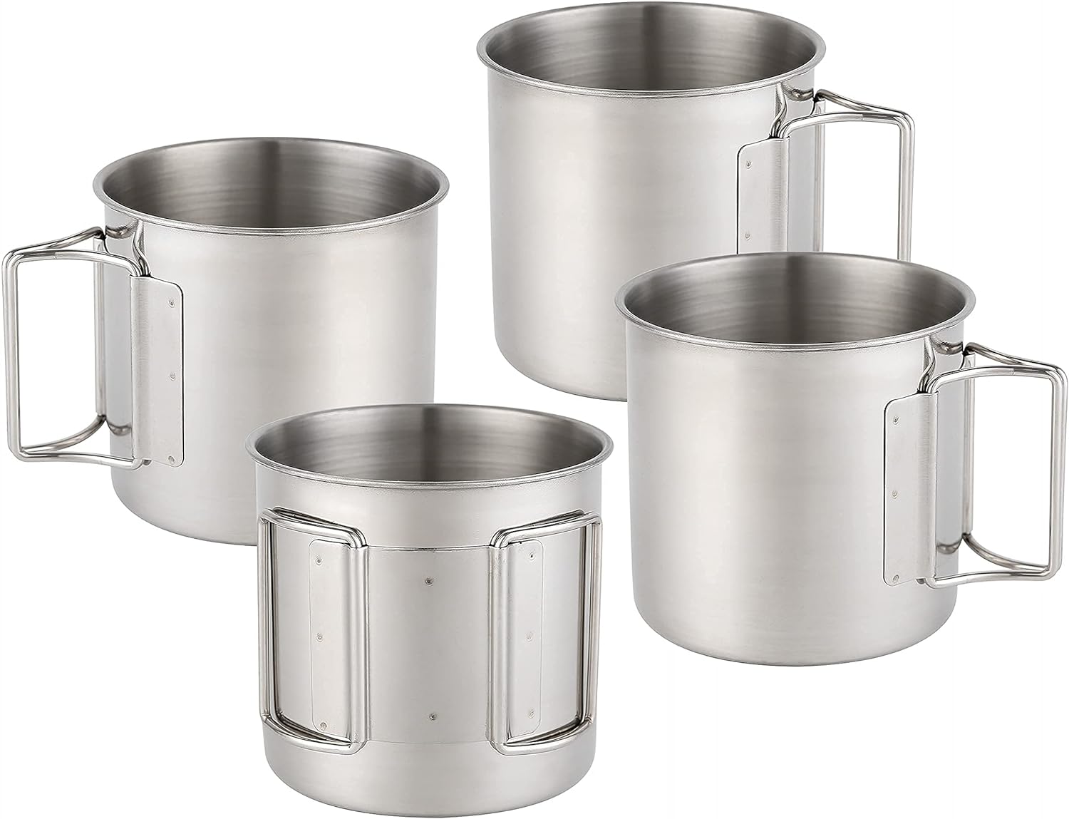 4 Piece 250ml Camping Mugs with Folding Handle Set - FX-8886-F