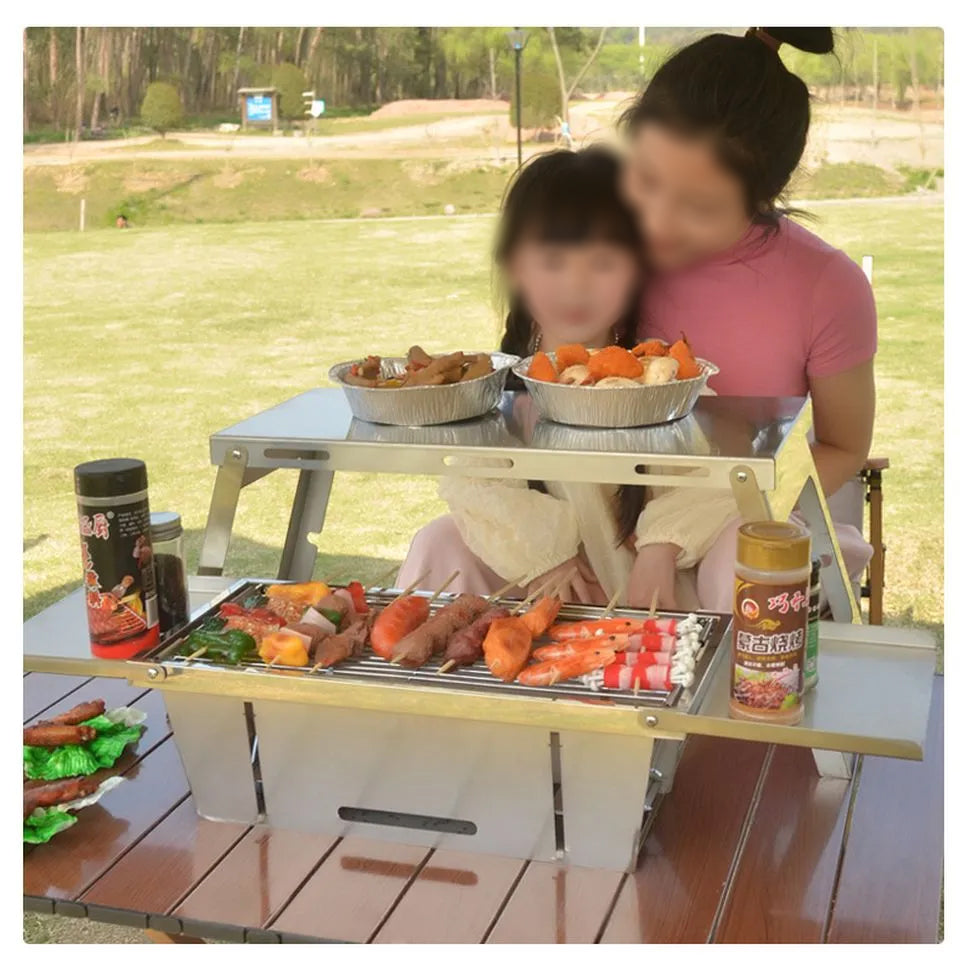 LMA 38x20cm Mini Folding Braai Stand with Table / Carry Case Set FX-8521