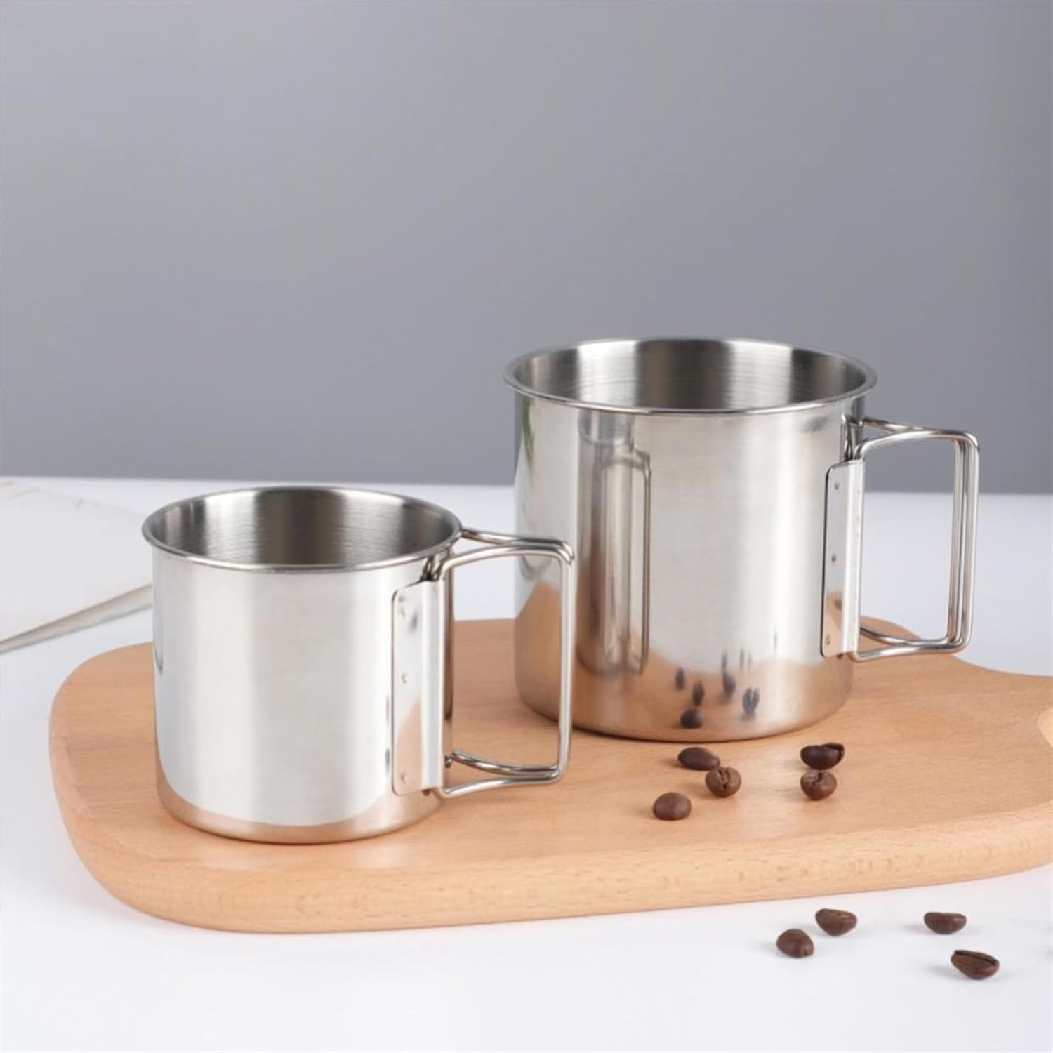 4 Piece Stackable Stainless Steel Camping Mugs with Folding Handles FX-9199