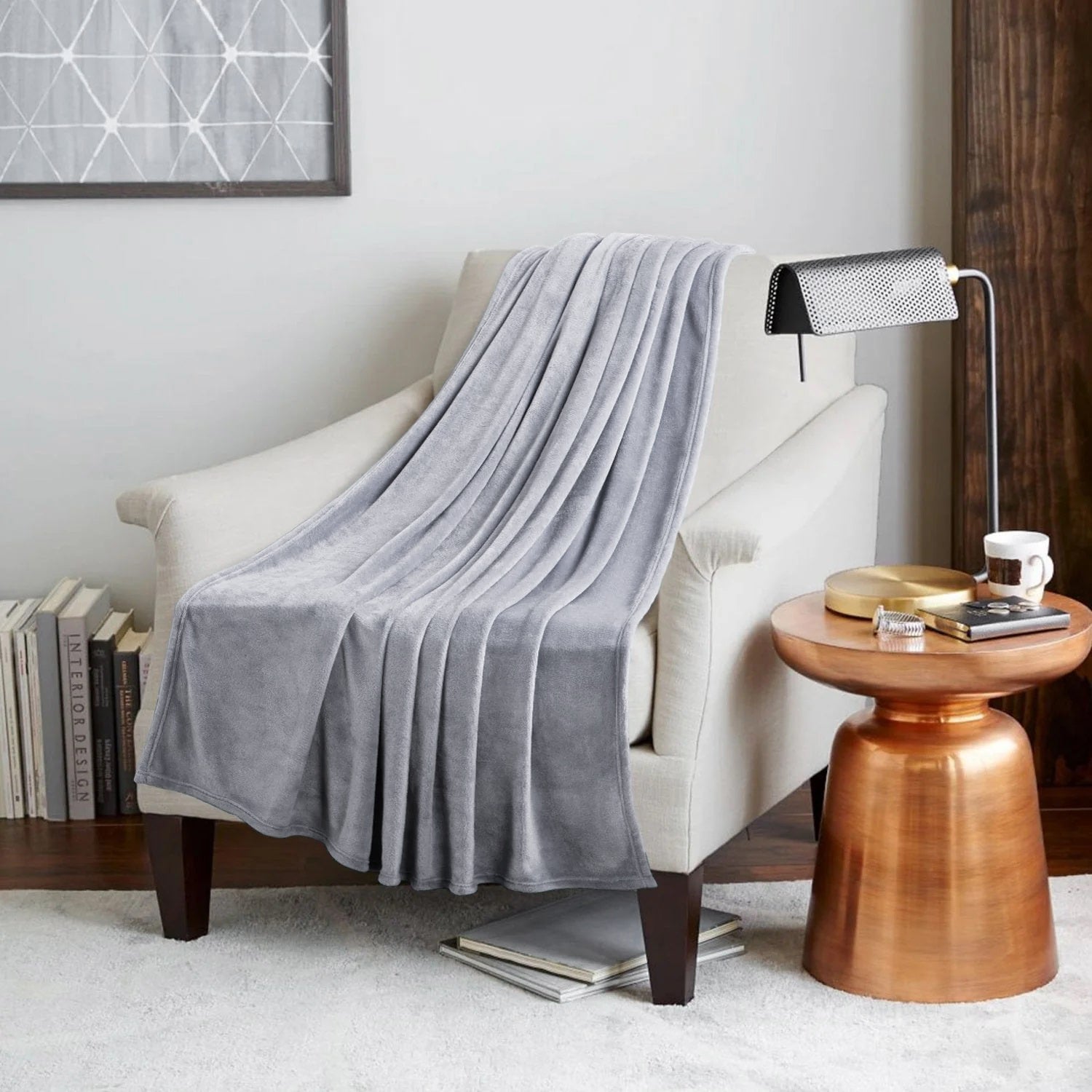 Plain Polyester Fleece Blanket with Suede Texture - 200cm x 140cm