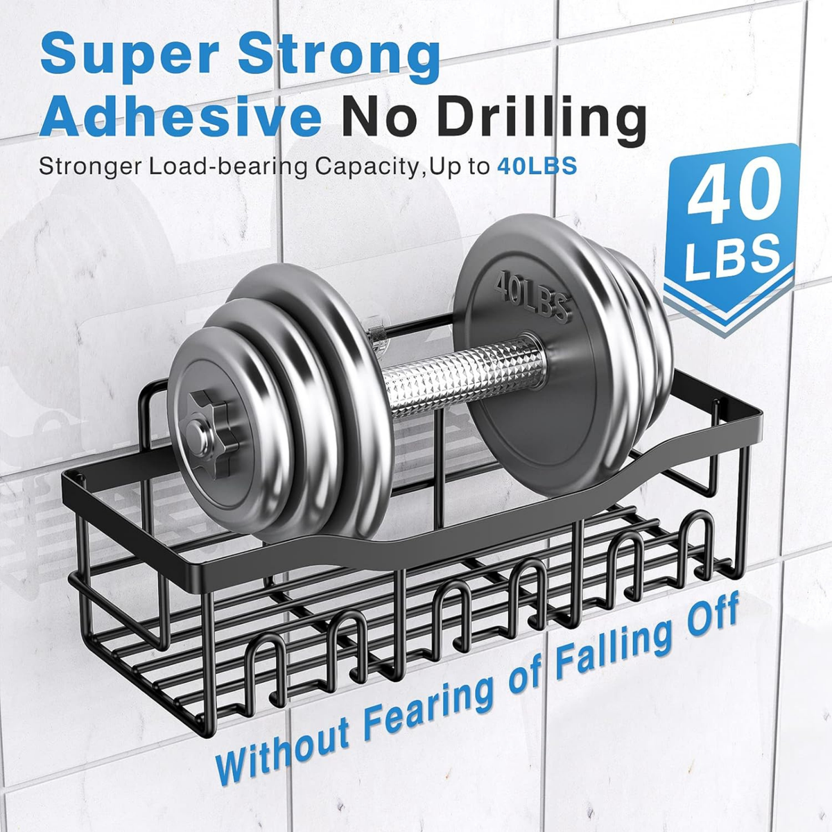 5 Pack Shower Caddy with Hooks, Bathroom Organizers, Premium Metal