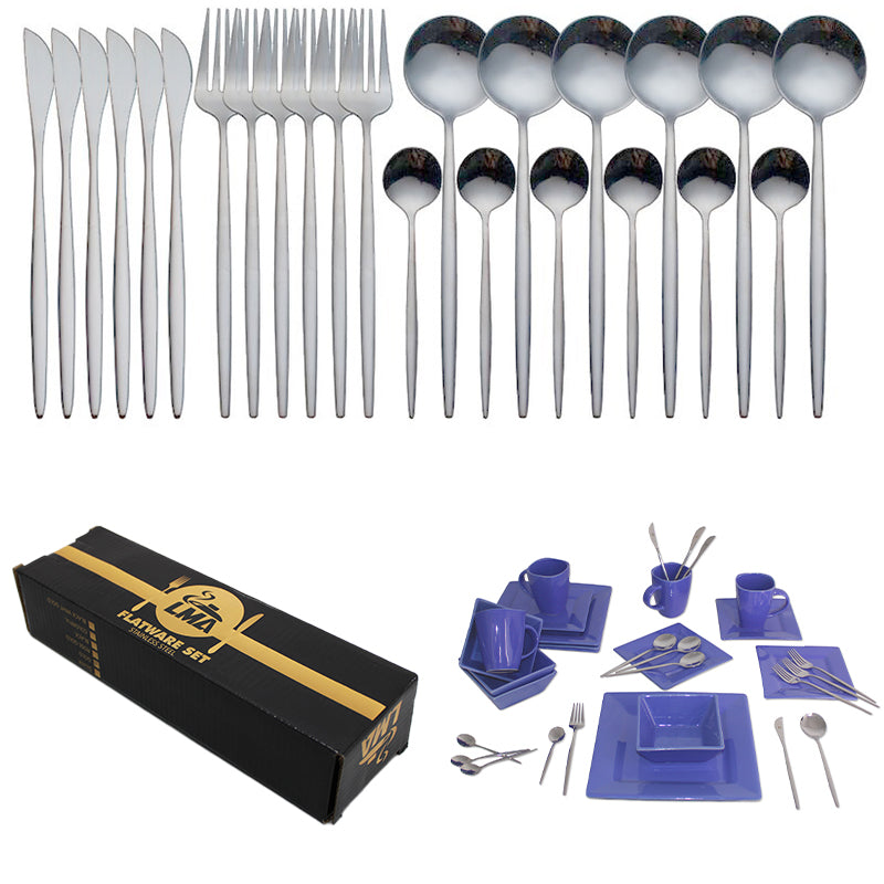 LMA 24 Piece Stainless Steel Black Box Series Flatware Set