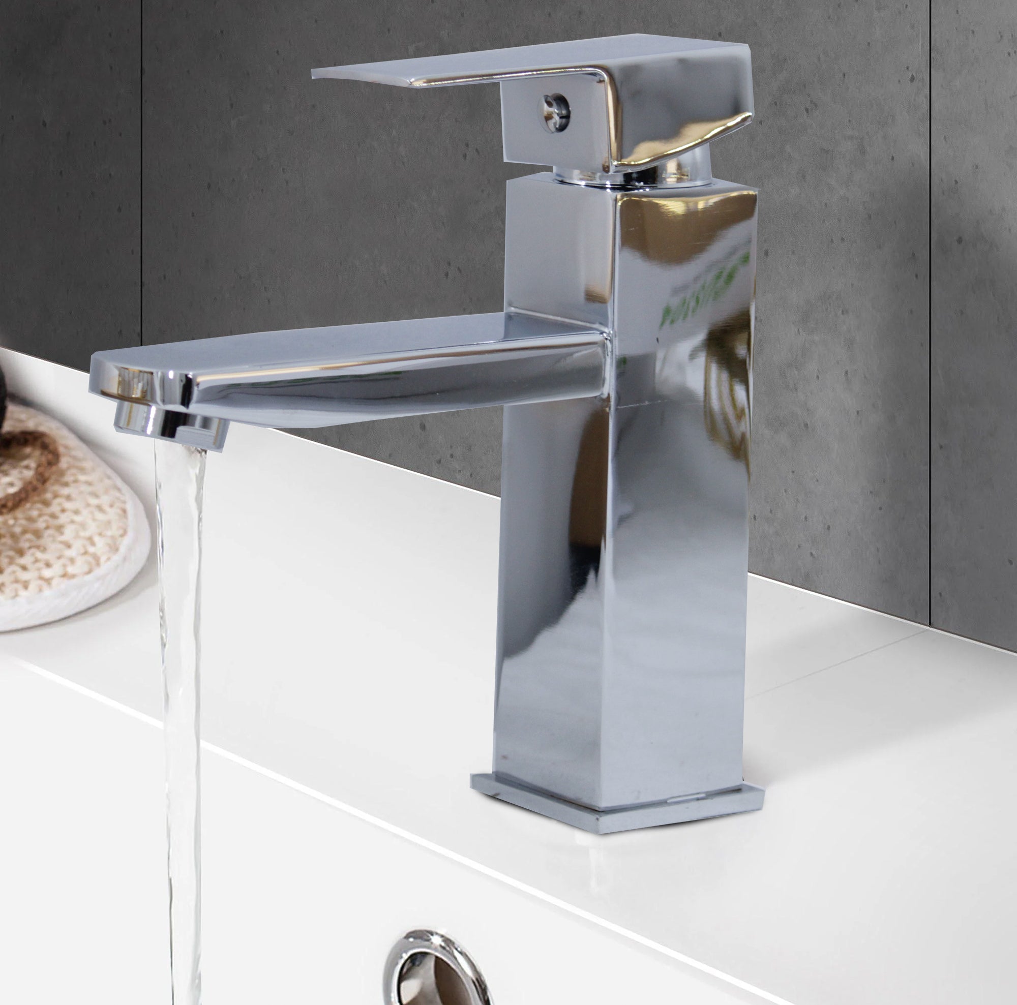 LMA Sanitaryware Square Single Lever Brass Bathroom Basin Mixer
