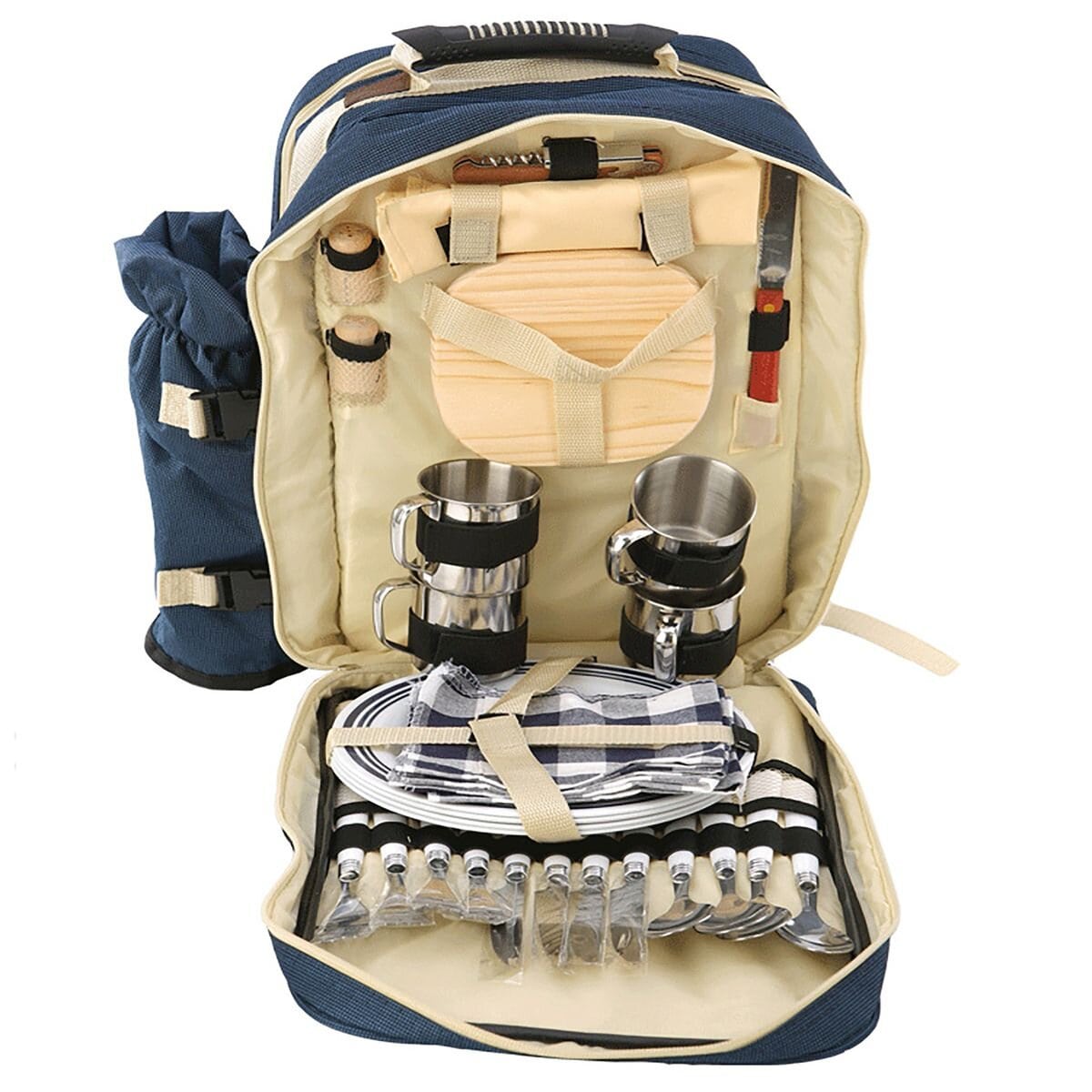 All-in-One Complete Cutlery Set Camping Picnic Backpack for 4