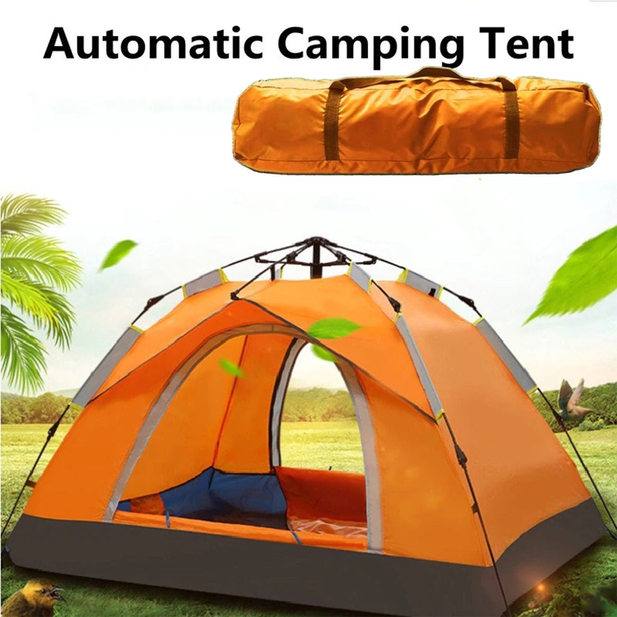 2-Person Waterproof Instant Camping Tent & Carry Bag - 205 x 130cm ORG/BLK