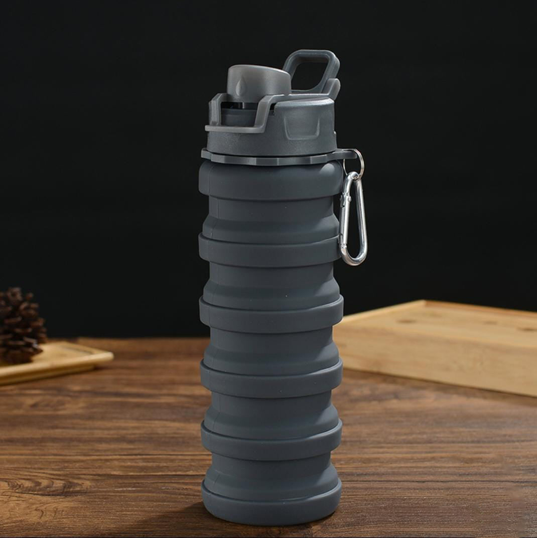 225ml to 500ml Foldable Silicon Cold Water Bottle with Carabiner Clip