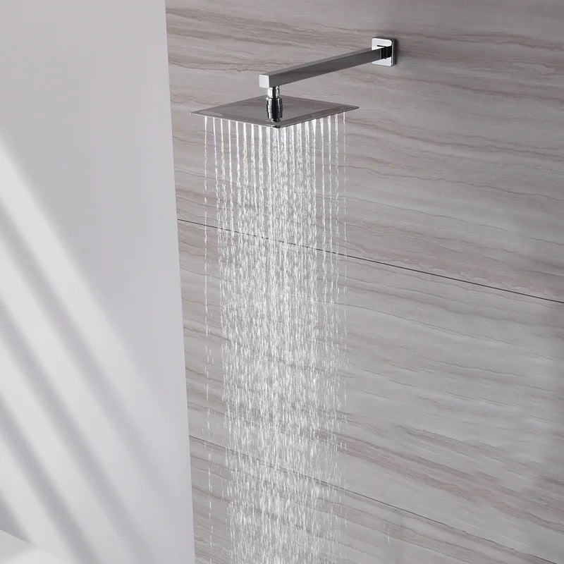 LMA Branded Wall-Mounted Rectangular Shower Arm with Flange