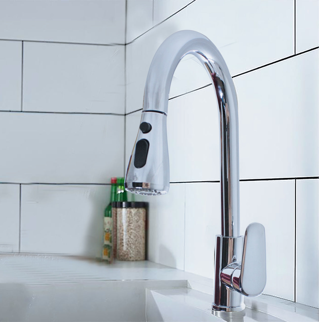 LMA Kitchen Tap Mixer with Self-Retracting Pullout Faucet 6833 R