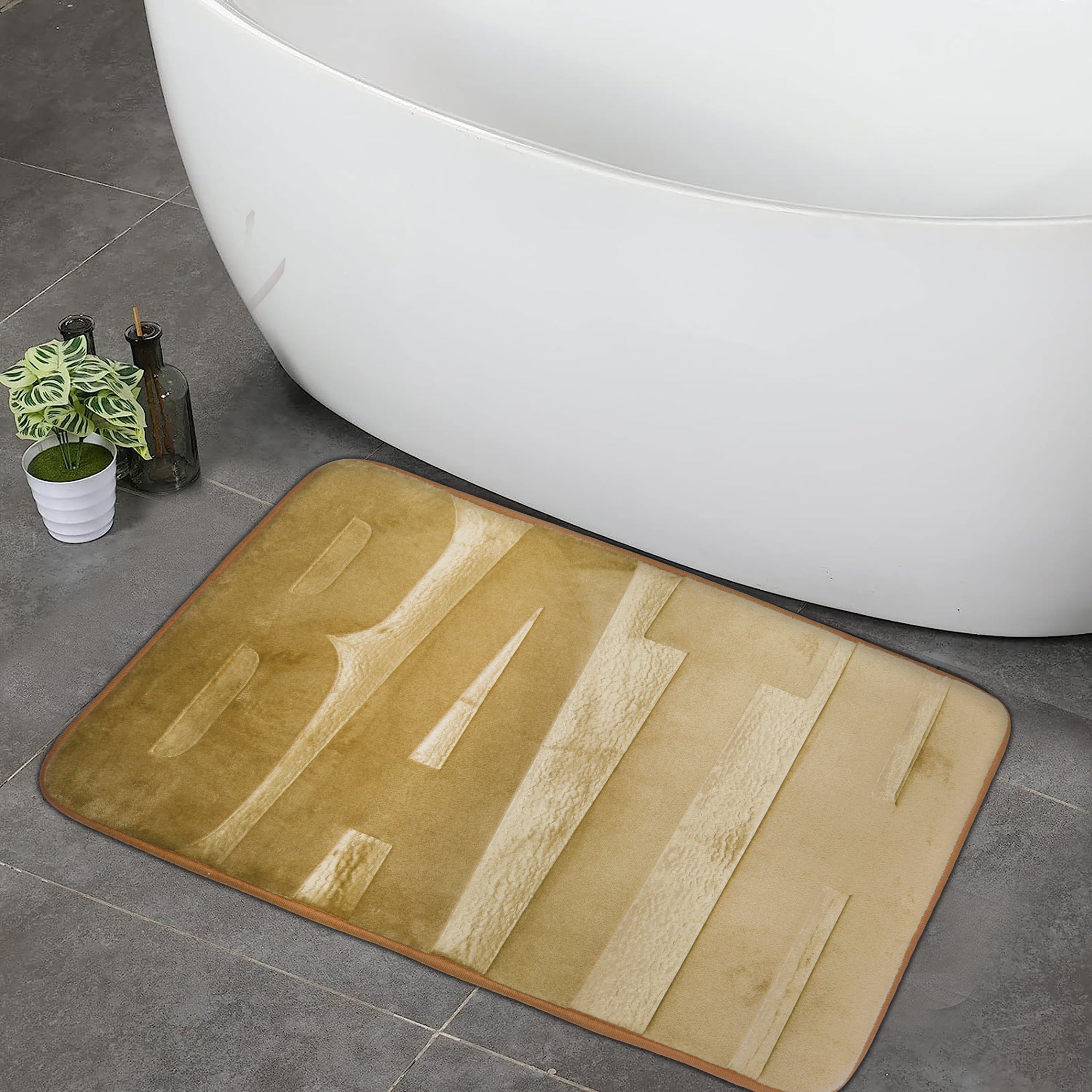 75x45cm Plush Embossed Memory Foam Bathroom Mat - Bath