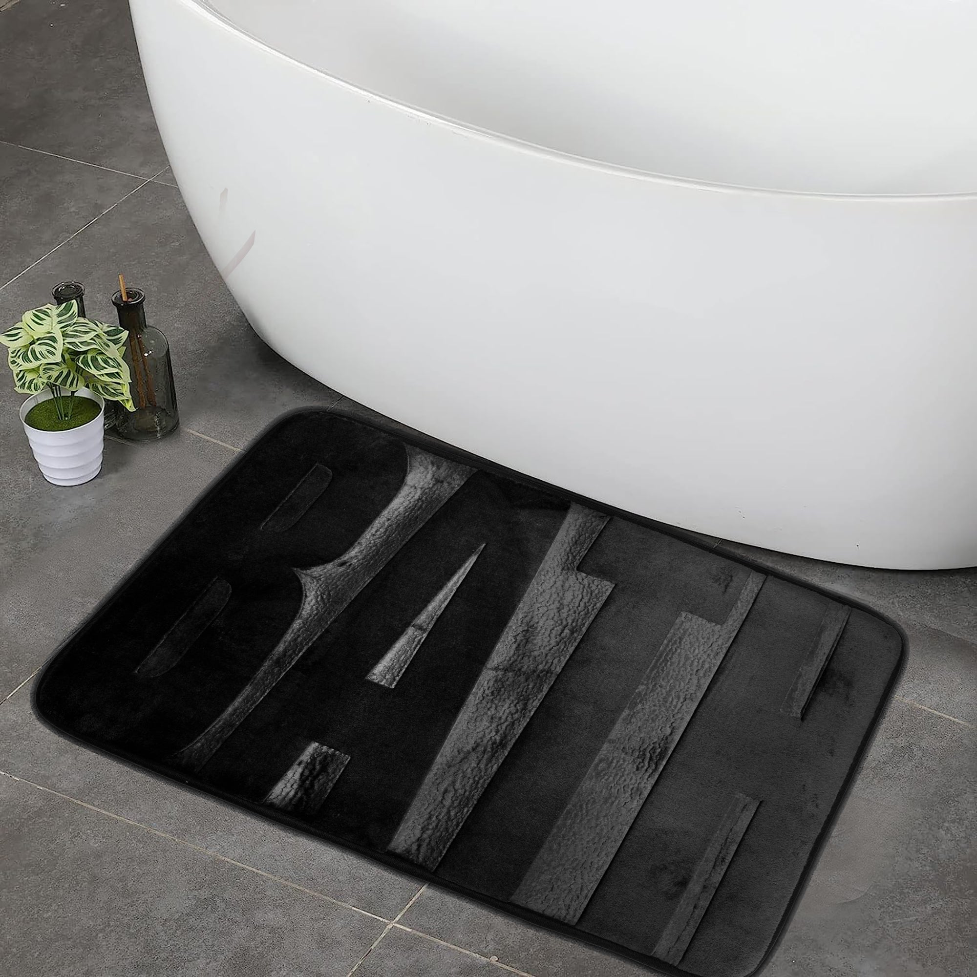 75x45cm Plush Embossed Memory Foam Bathroom Mat - Bath