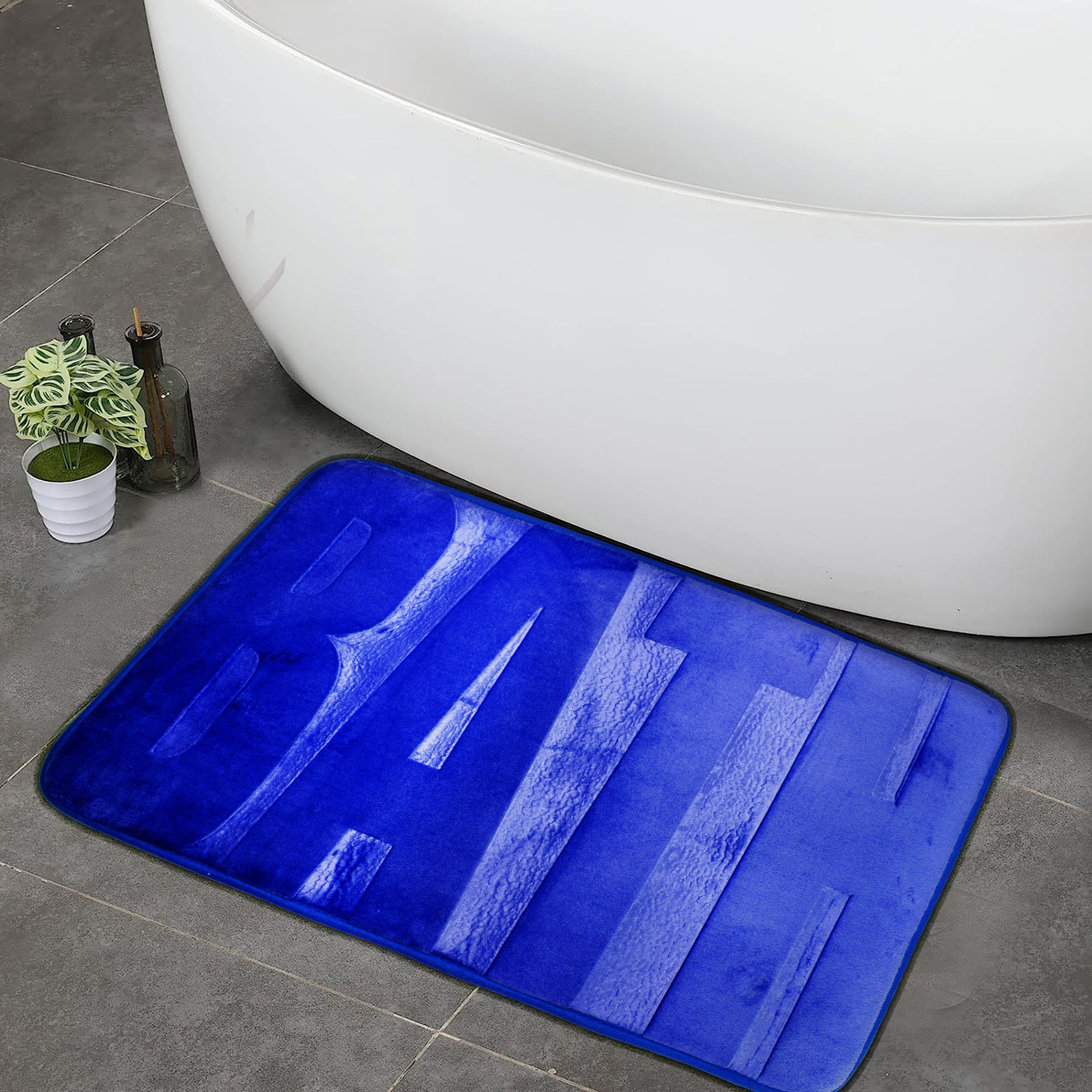 75x45cm Plush Embossed Memory Foam Bathroom Mat - Bath