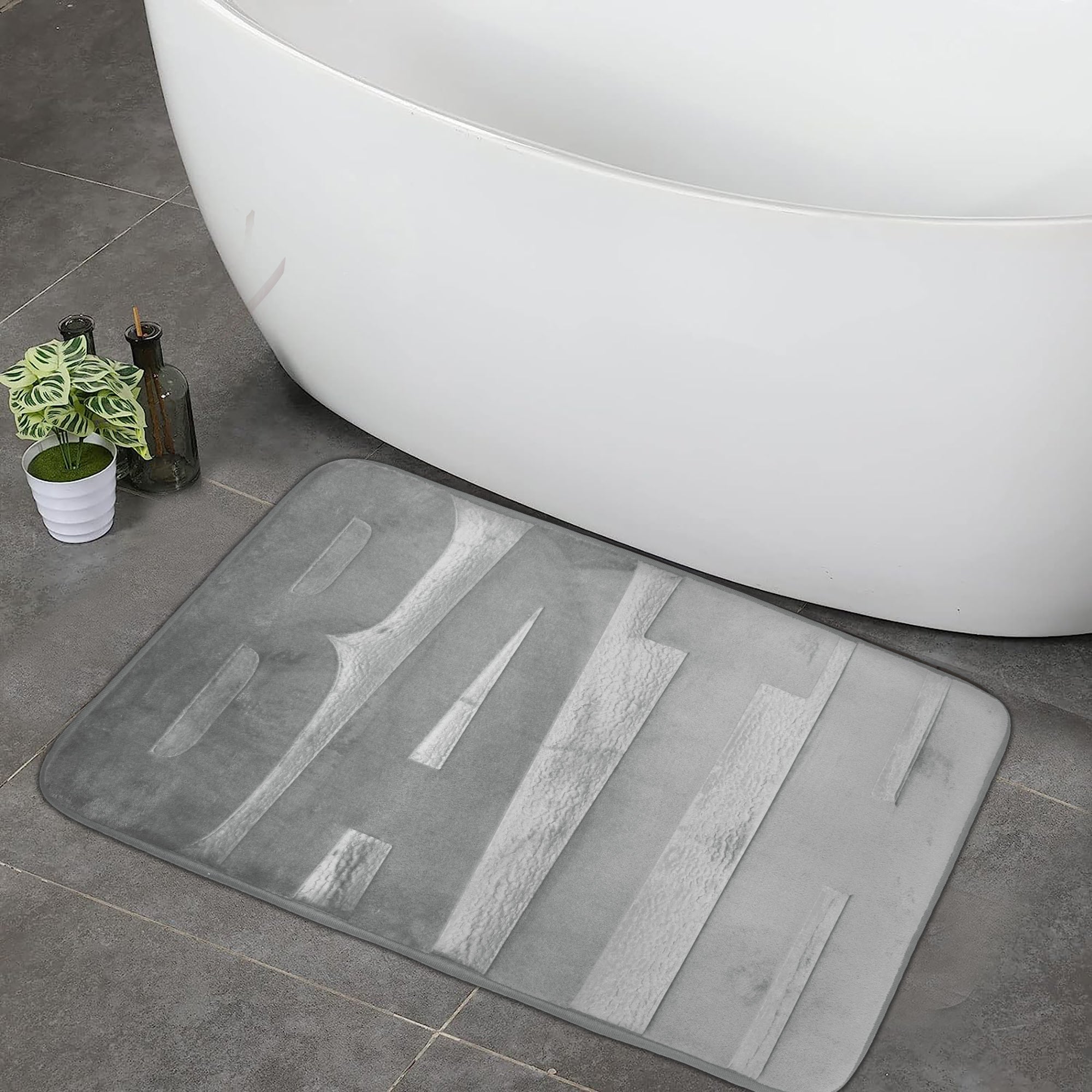 75x45cm Plush Embossed Memory Foam Bathroom Mat - Bath