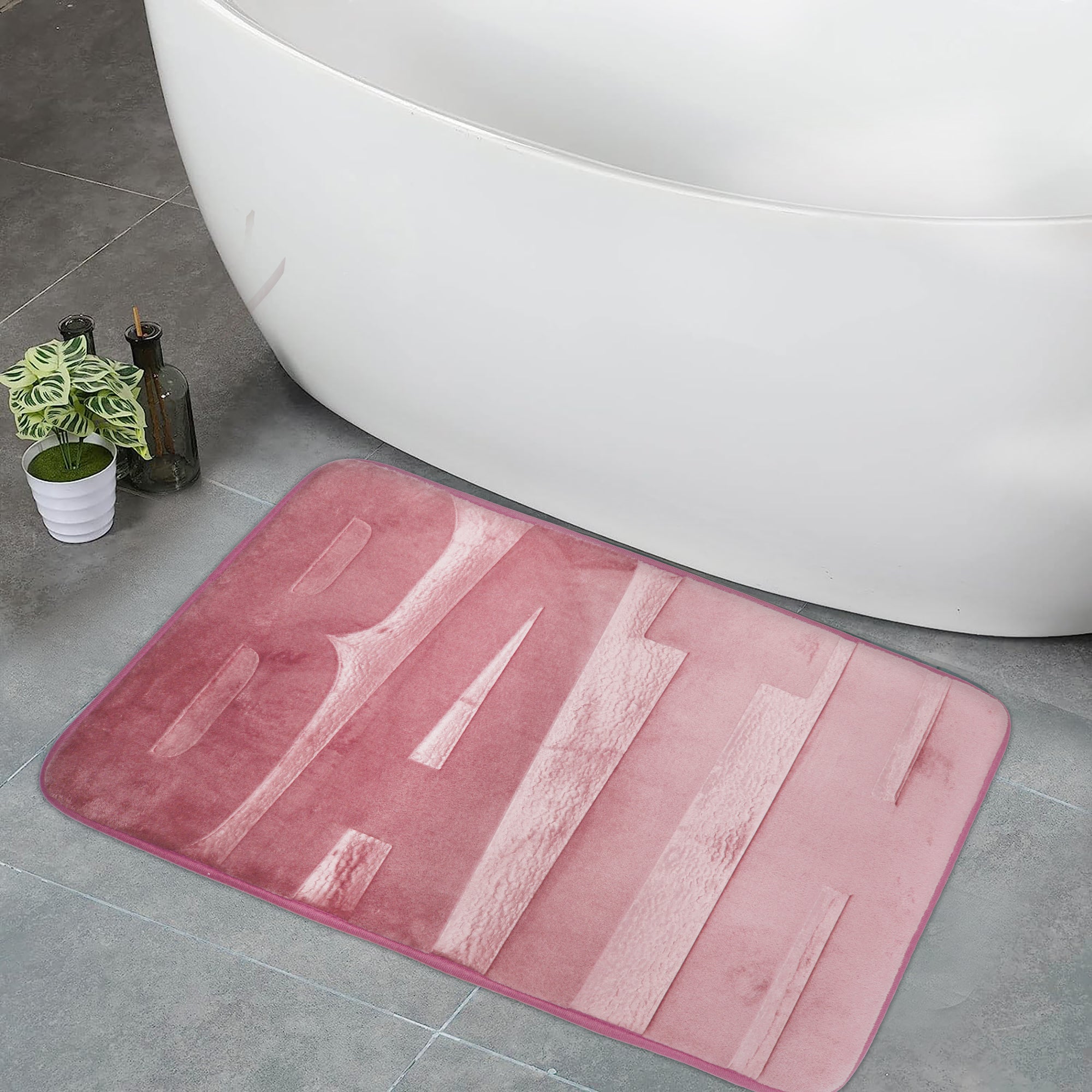 75x45cm Plush Embossed Memory Foam Bathroom Mat - Bath