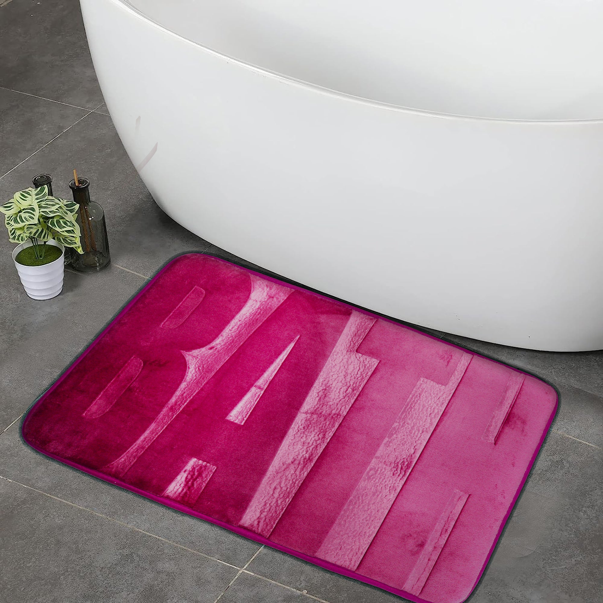 75x45cm Plush Embossed Memory Foam Bathroom Mat - Bath