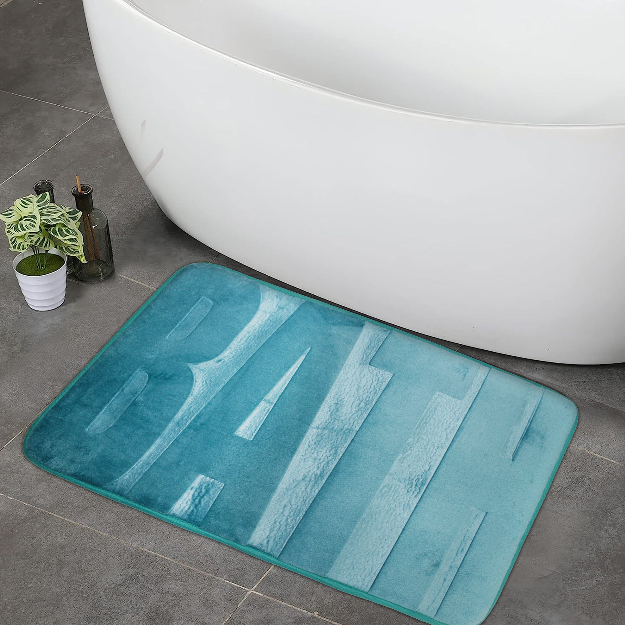 75x45cm Plush Embossed Memory Foam Bathroom Mat - Bath