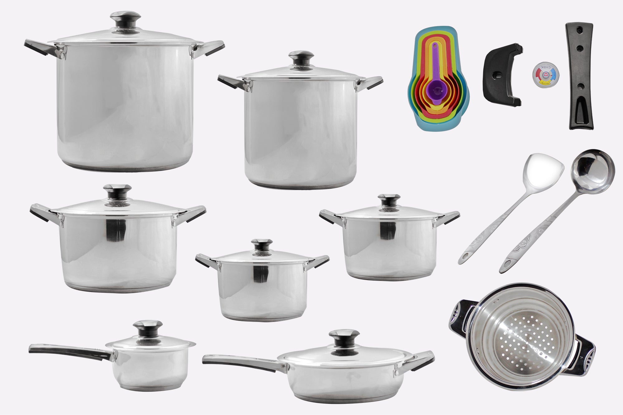 26 Piece Induction-Ready Layered S. Steel Cookware Set & Measuring Spoons